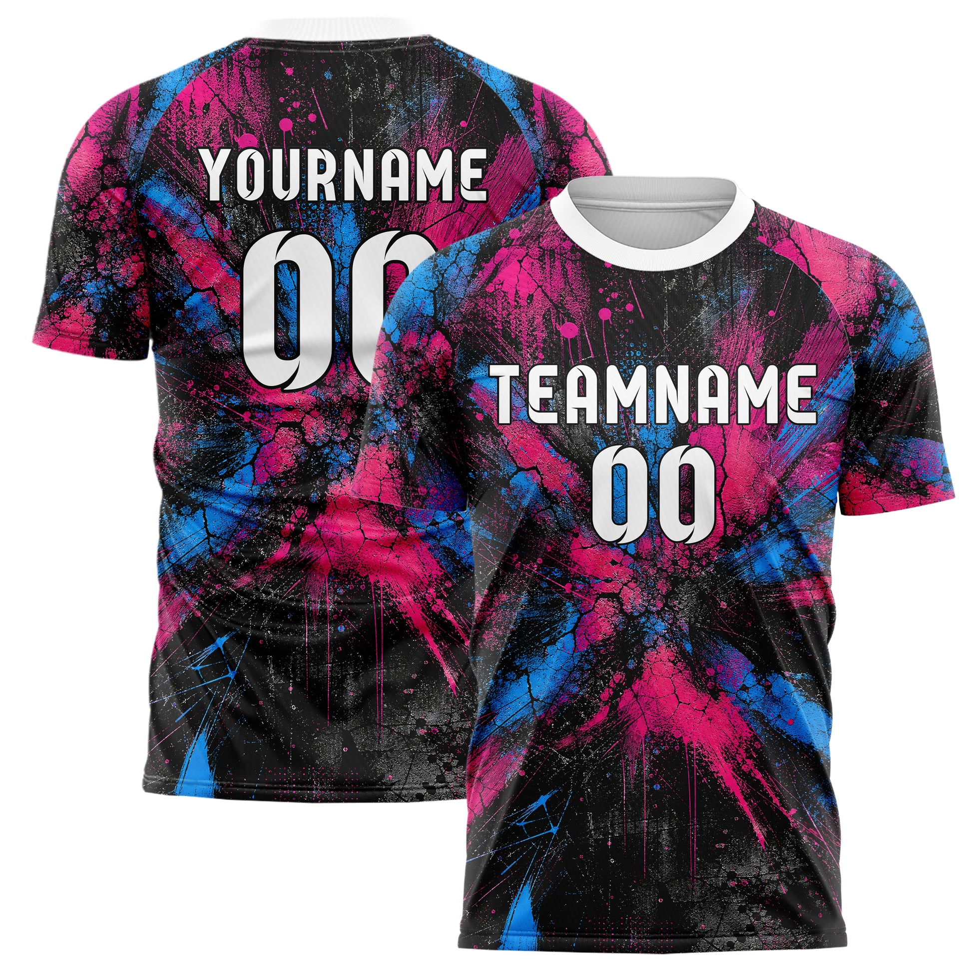 Schwarz lebendiges Graffiti Cracked Texture Design 03-0002 individuelles Fußballtrikot main
