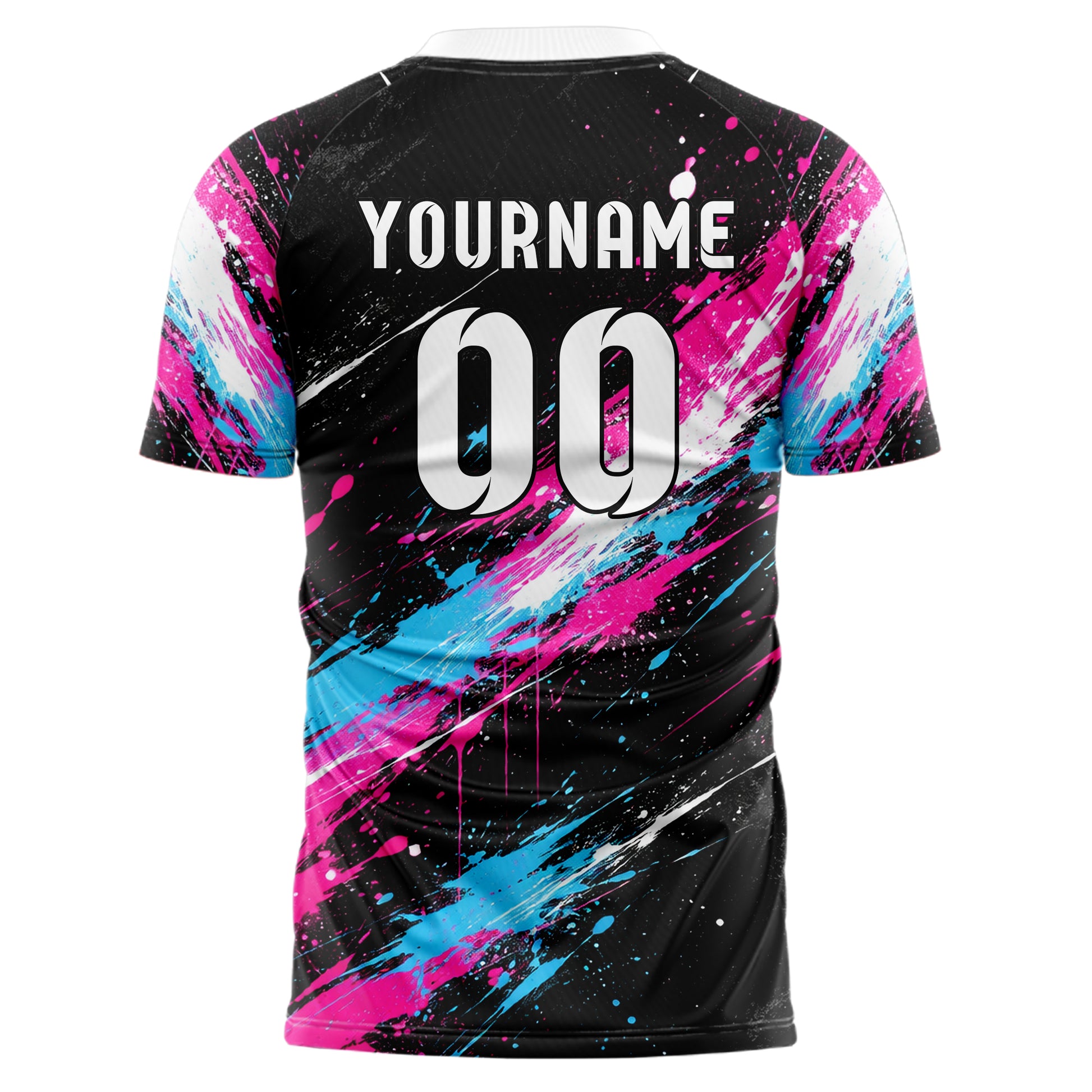 Schwarz lebendiges Graffiti Cracked Texture Design 03-0194 individuelles Fußballtrikot back
