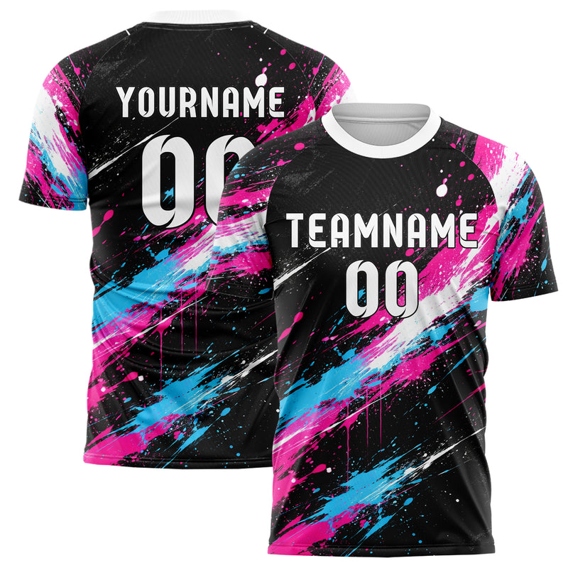 Schwarz lebendiges Graffiti Cracked Texture Design 03-0194 individuelles Fußballtrikot main