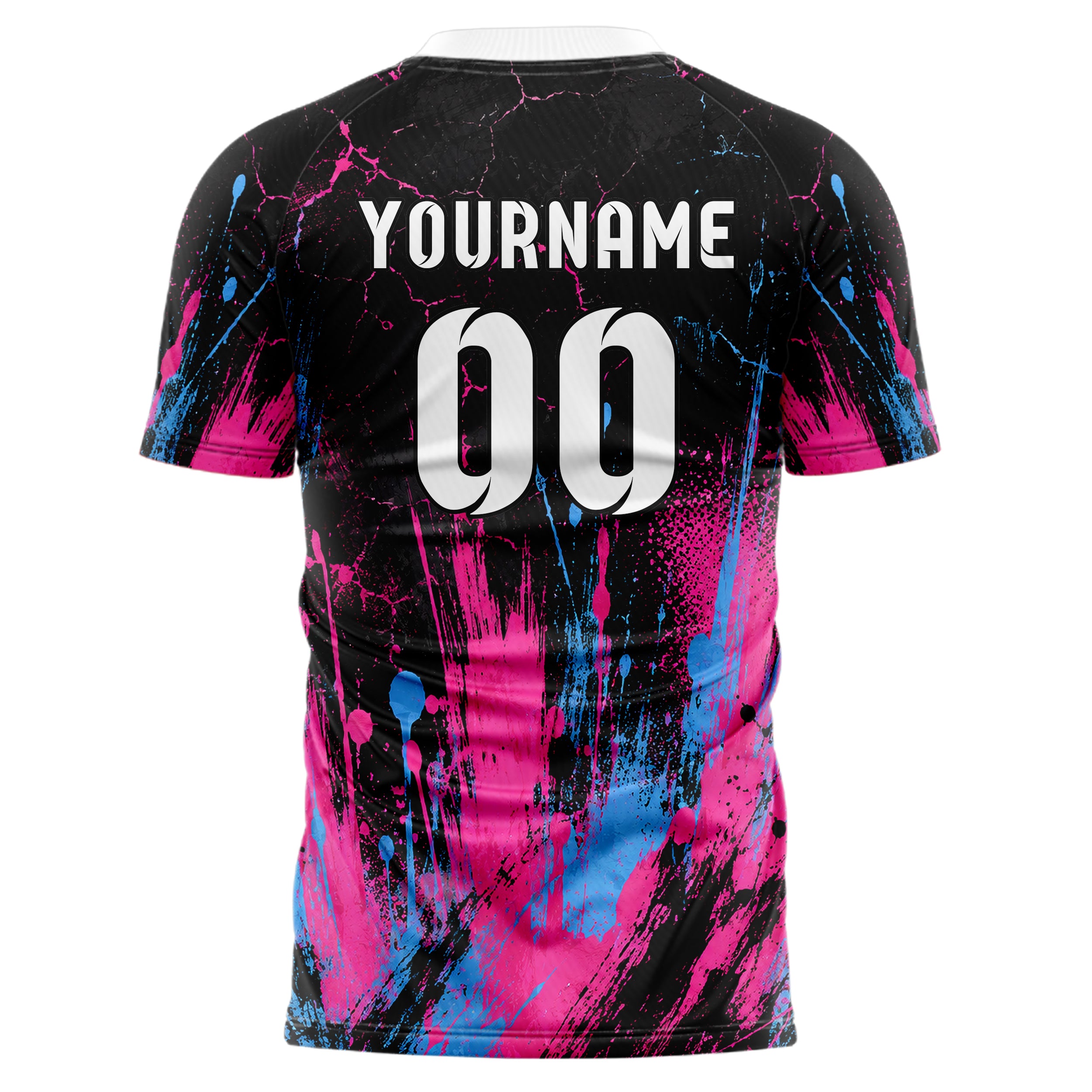 Schwarz lebendiges Graffiti Cracked Texture Design 03-0242 individuelles Fußballtrikot back