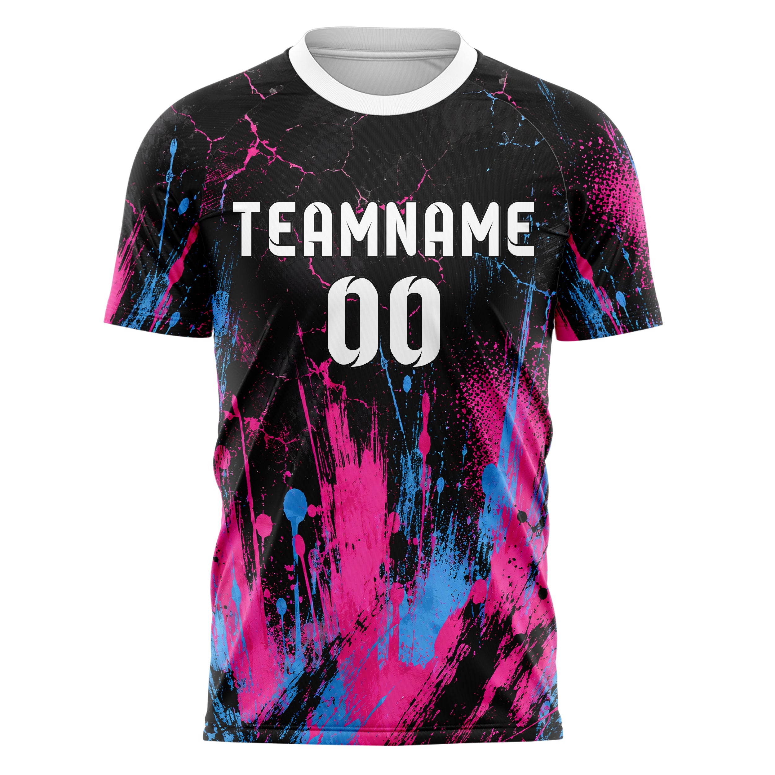 Schwarz lebendiges Graffiti Cracked Texture Design 03-0242 individuelles Fußballtrikot front