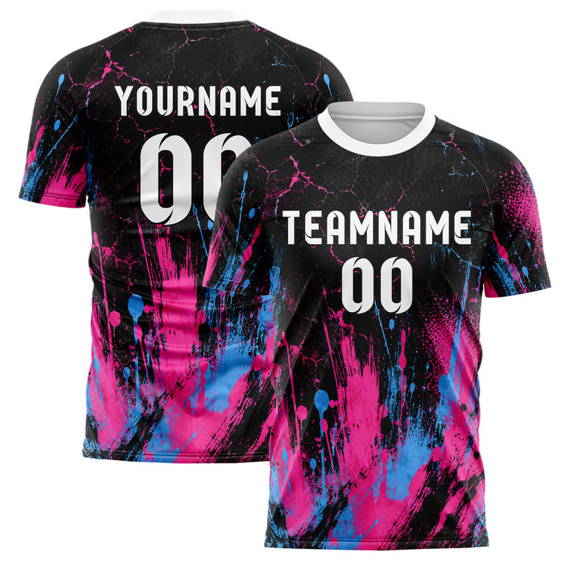 Schwarz lebendiges Graffiti Cracked Texture Design 03-0242 individuelles Fußballtrikot main