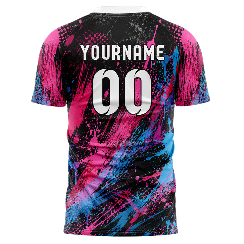 Schwarz lebendiges Graffiti diagonal Paint Flow Design 03-0107 individuelles Fußballtrikot back