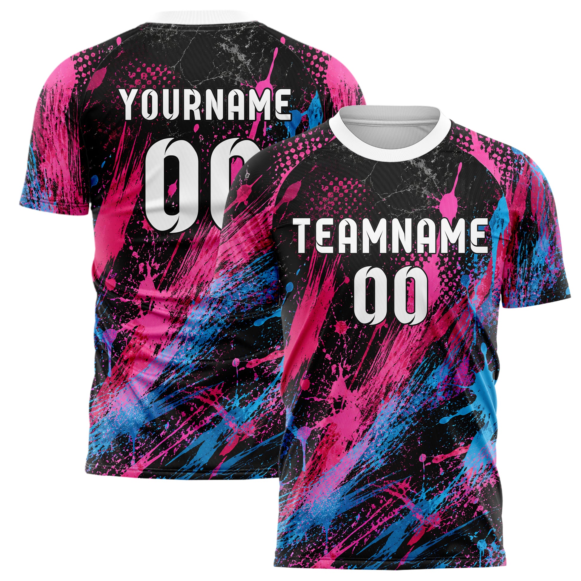 Schwarz lebendiges Graffiti diagonal Paint Flow Design 03-0107 individuelles Fußballtrikot main