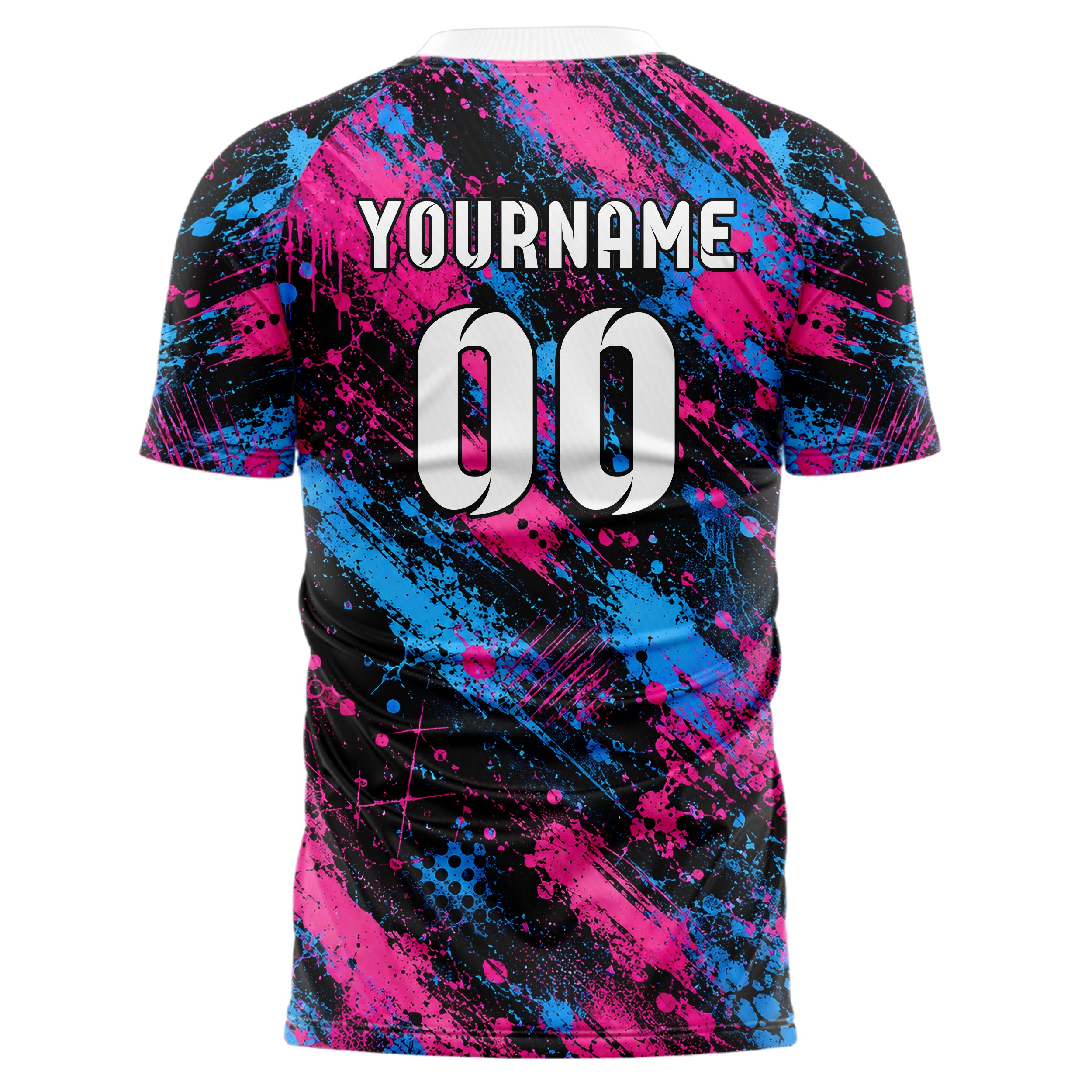 Schwarz lebendiges Graffiti Grunge Smear Design 03-0017 individuelles Fußballtrikot back
