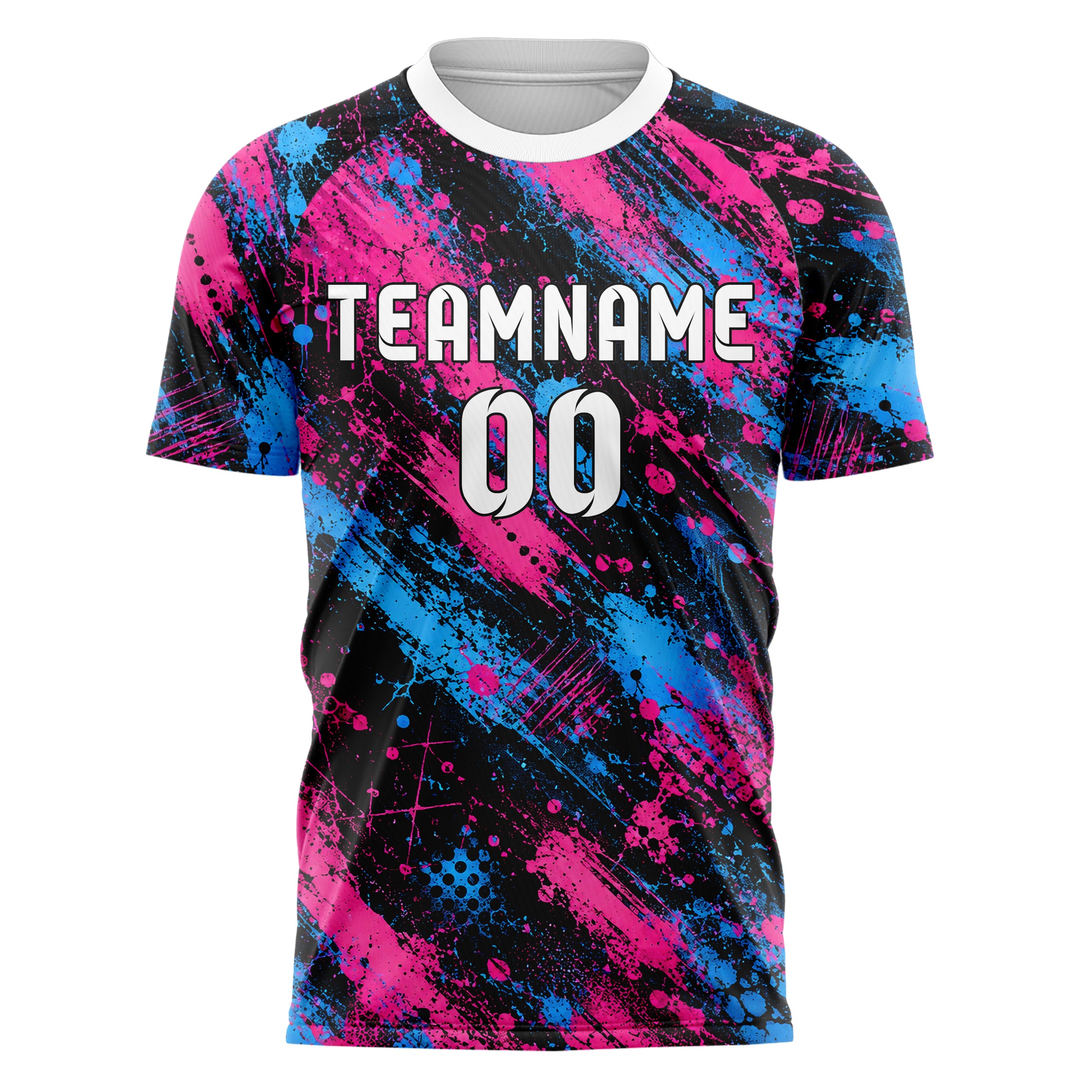 Schwarz lebendiges Graffiti Grunge Smear Design 03-0017 individuelles Fußballtrikot front