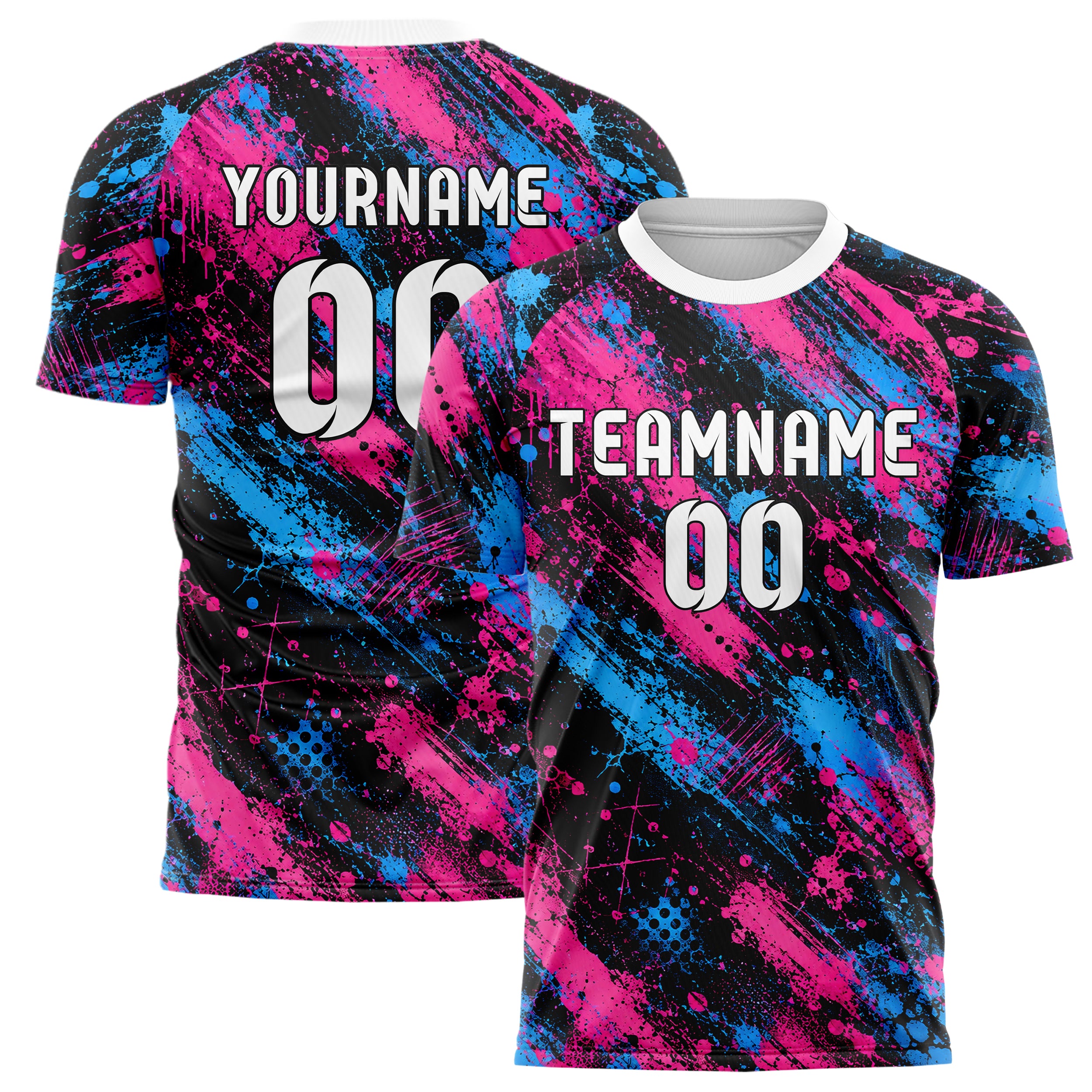 Schwarz lebendiges Graffiti Grunge Smear Design 03-0017 individuelles Fußballtrikot main