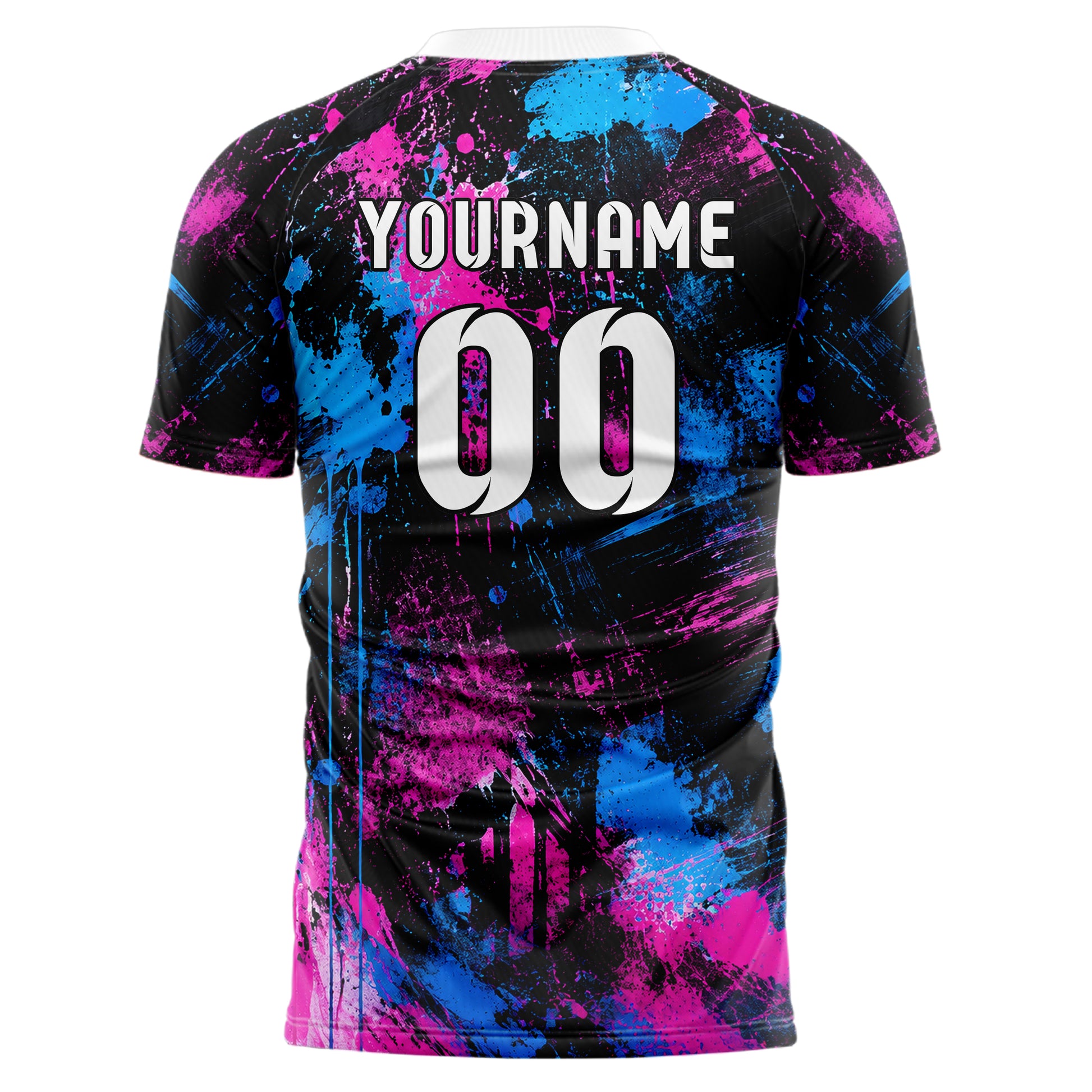 Schwarz lebendiges Graffiti Grunge Smear Design 03-0353 individuelles Fußballtrikot back