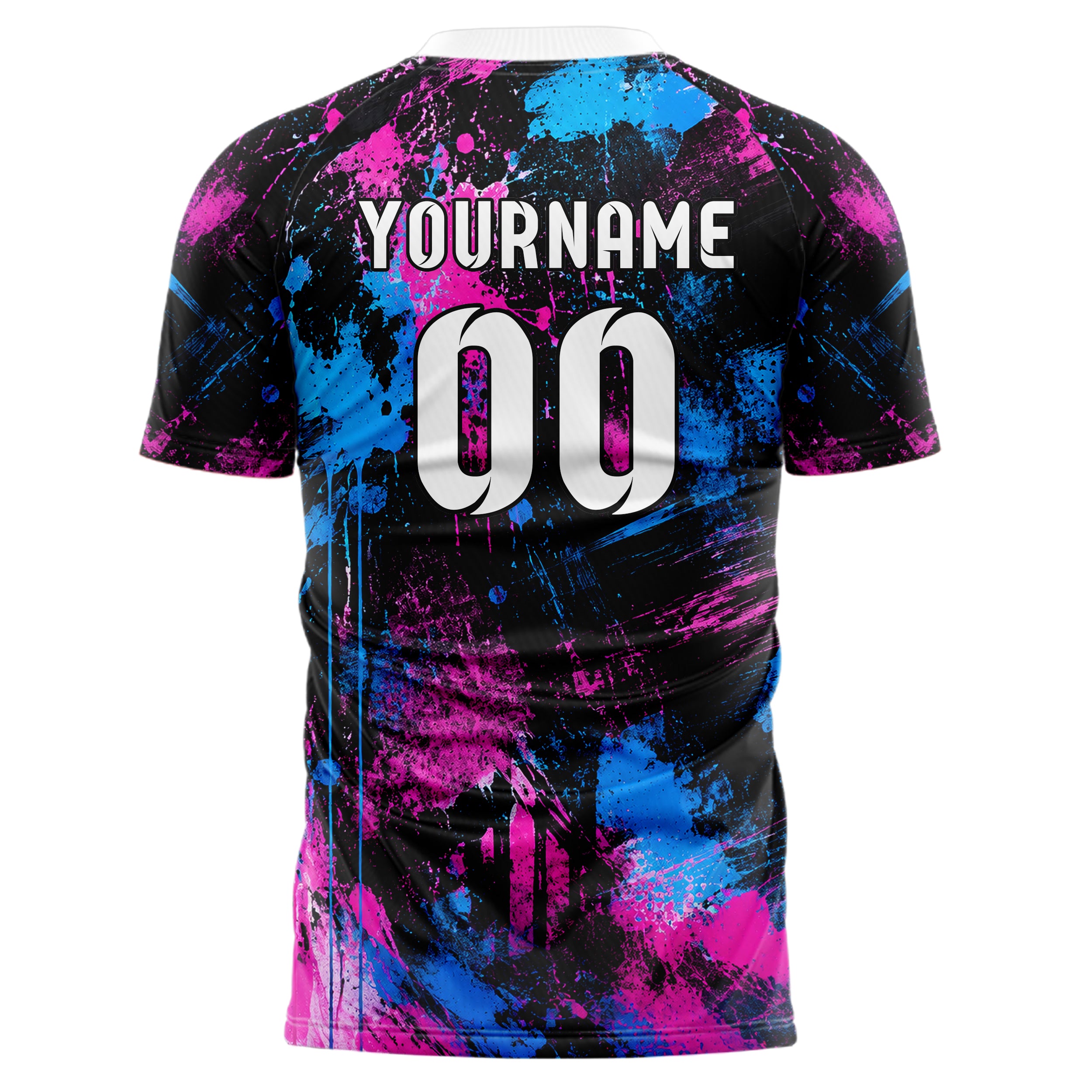 Schwarz lebendiges Graffiti Grunge Smear Design 03-0353 individuelles Fußballtrikot back