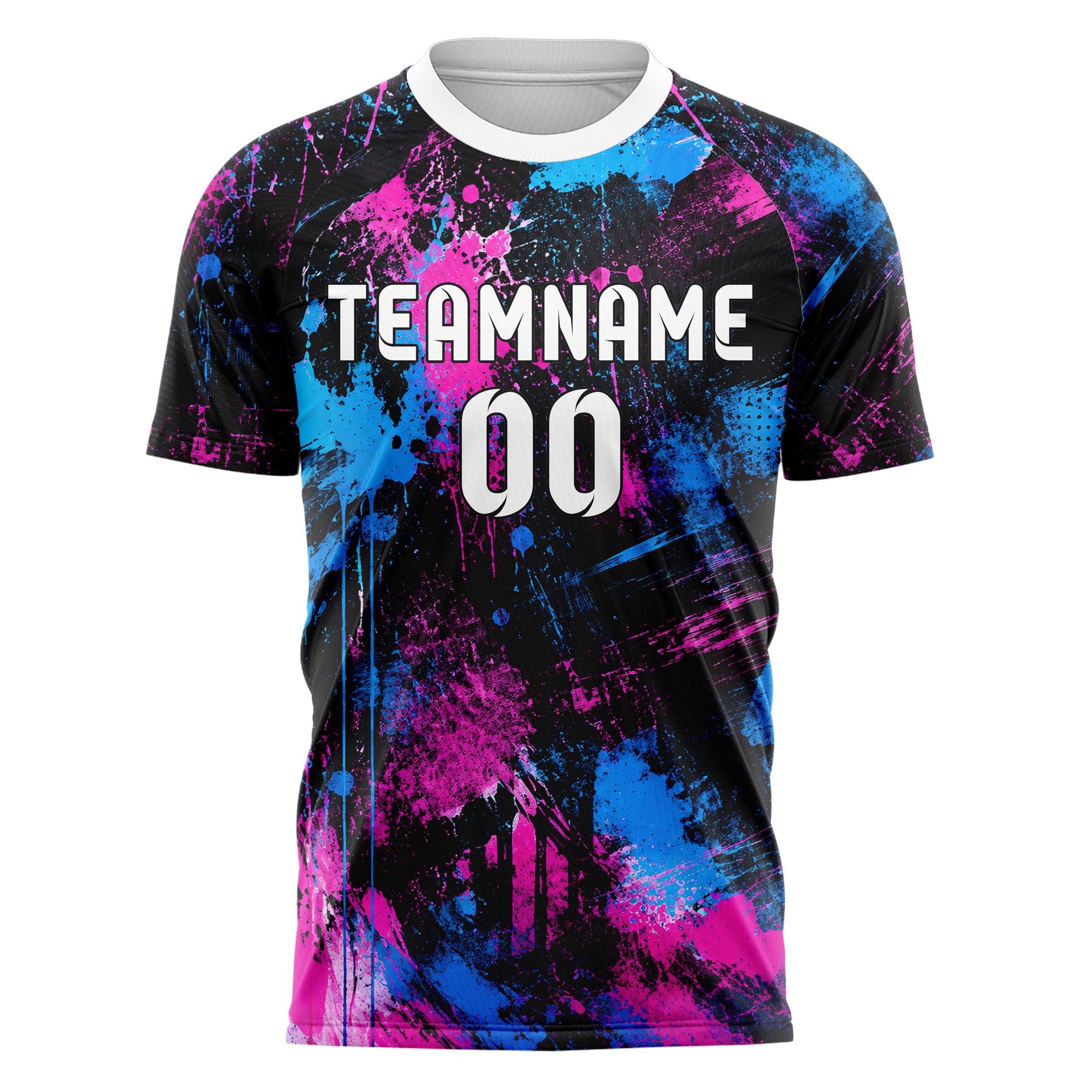 Schwarz lebendiges Graffiti Grunge Smear Design 03-0353 individuelles Fußballtrikot front