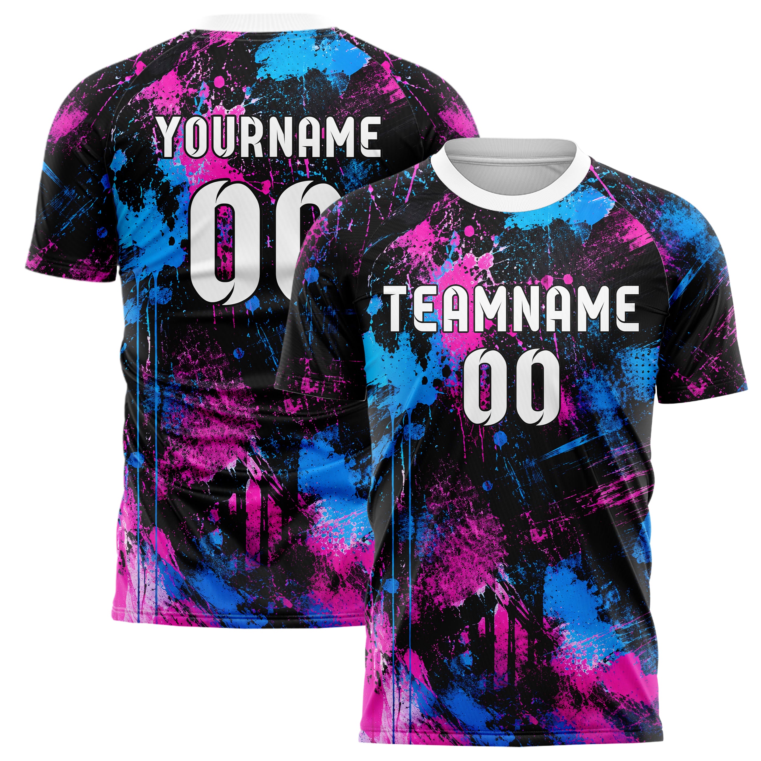 Schwarz lebendiges Graffiti Grunge Smear Design 03-0353 individuelles Fußballtrikot main