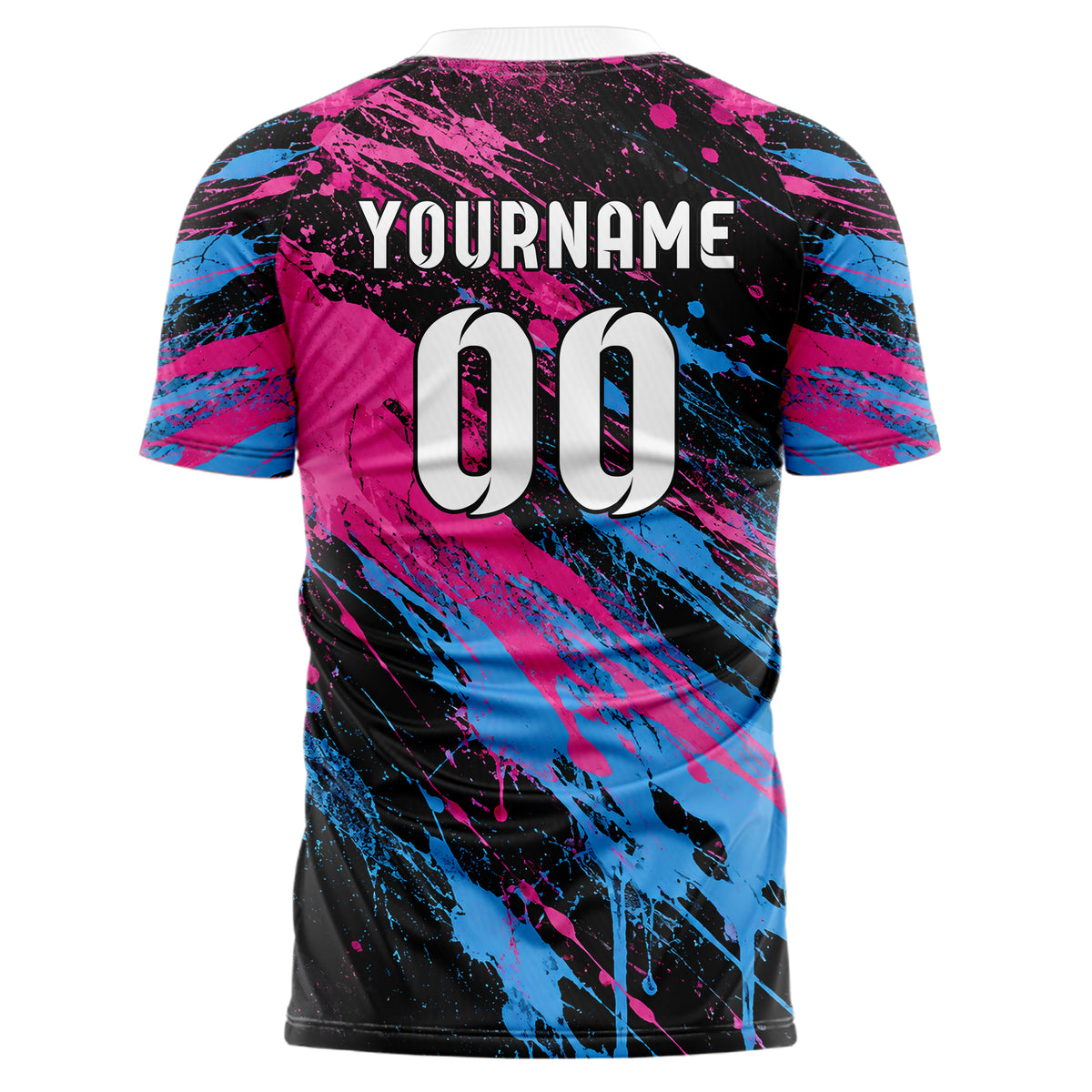 Schwarz lebendiges Graffiti Ink Splash Design 03-0197 individuelles Fußballtrikot back