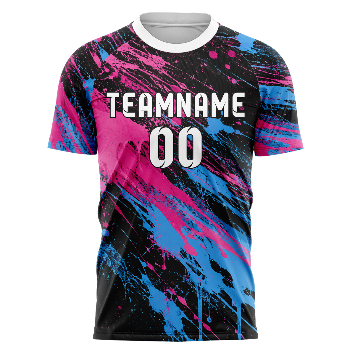 Schwarz lebendiges Graffiti Ink Splash Design 03-0197 individuelles Fußballtrikot front