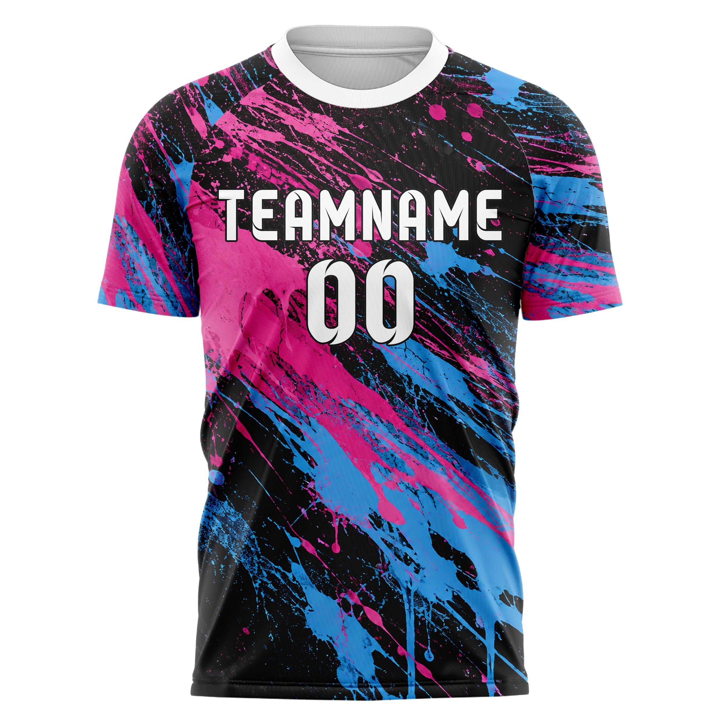 Schwarz lebendiges Graffiti Ink Splash Design 03-0197 individuelles Fußballtrikot front