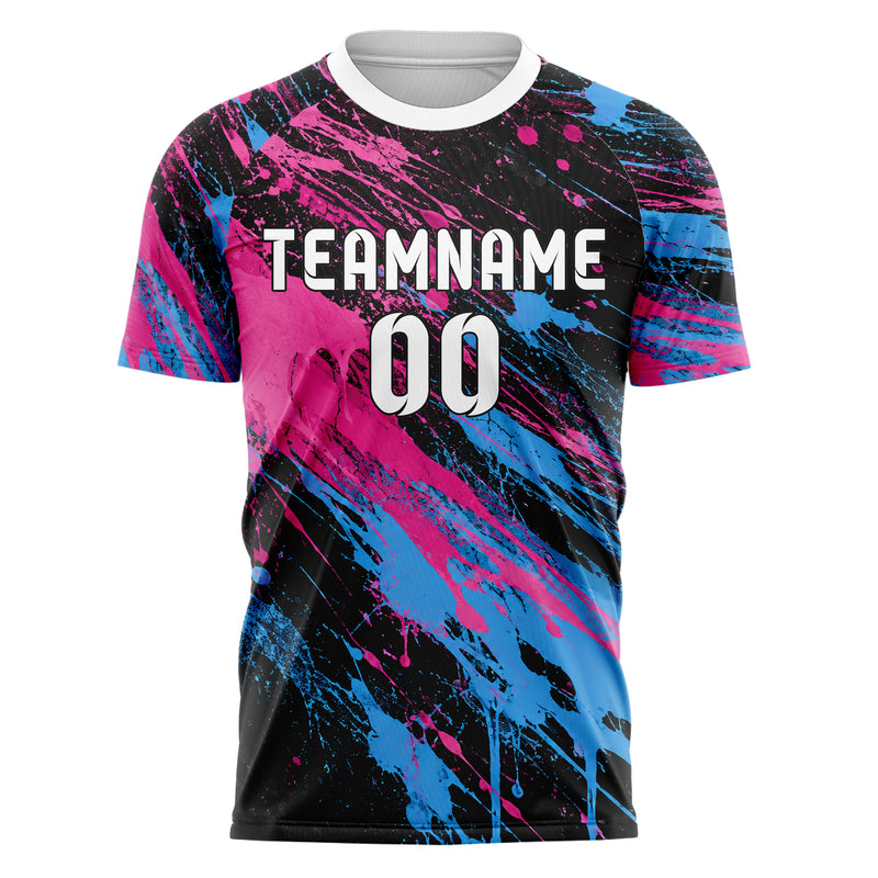 Schwarz lebendiges Graffiti Ink Splash Design 03-0197 individuelles Fußballtrikot front