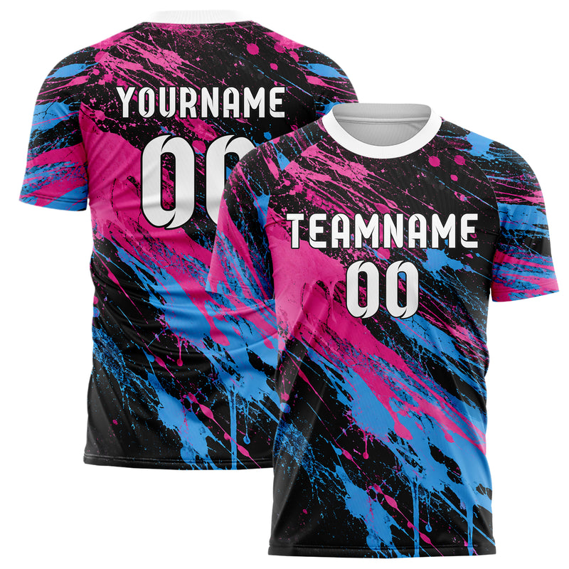 Schwarz lebendiges Graffiti Ink Splash Design 03-0197 individuelles Fußballtrikot main