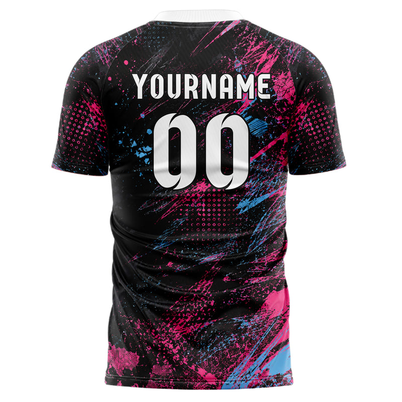 Schwarz lebendiges Graffiti Scratch Marks Design 03-0086 individuelles Fußballtrikot back