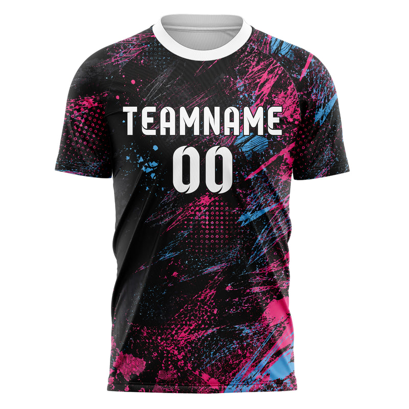 Schwarz lebendiges Graffiti Scratch Marks Design 03-0086 individuelles Fußballtrikot front