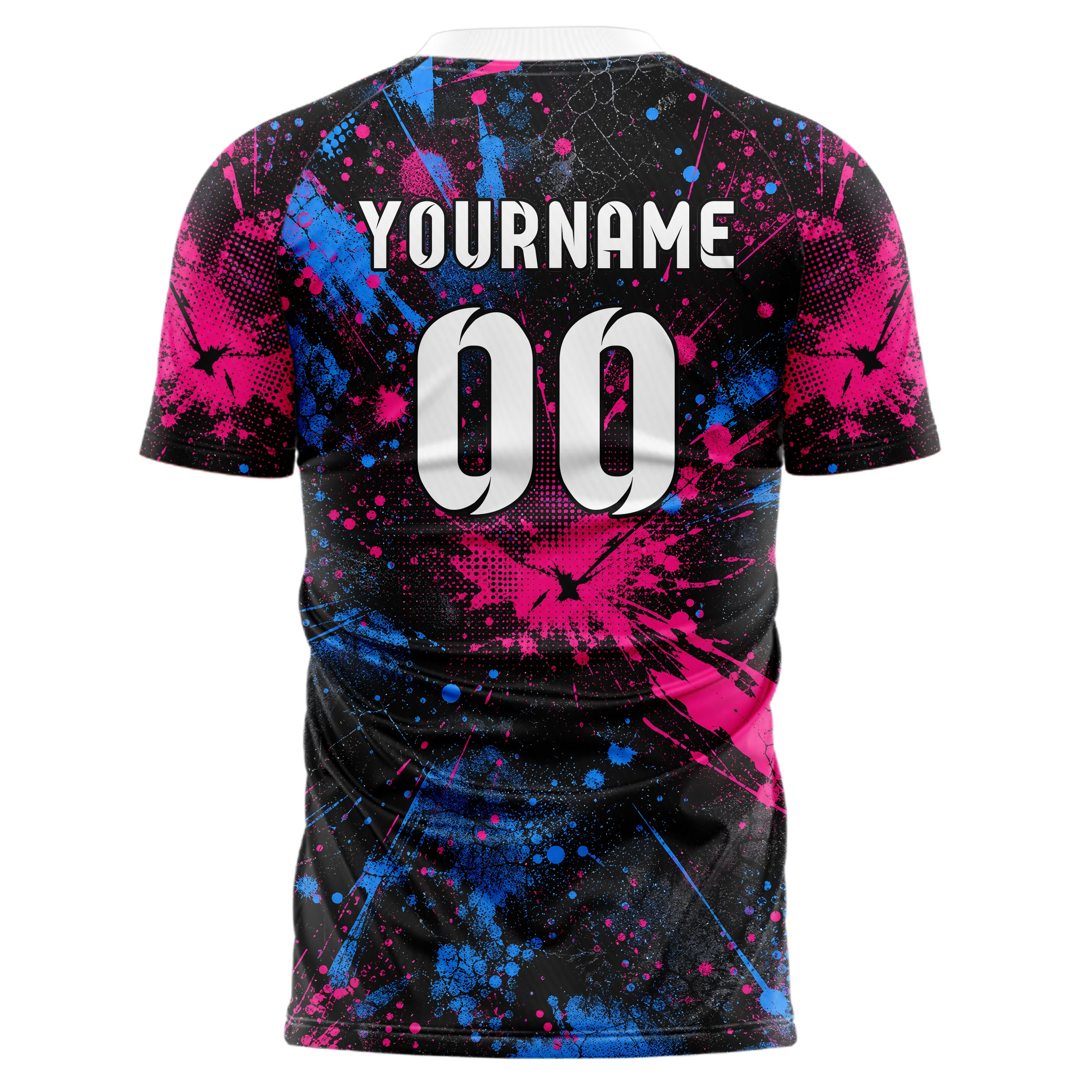 Schwarz lebendiges Graffiti Spray Splatter Design 03-0008 individuelles Fußballtrikot back