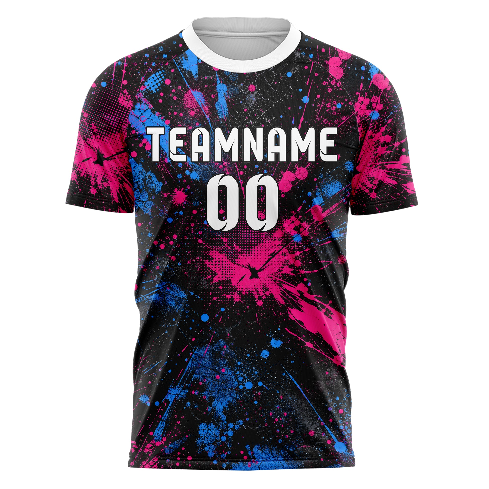 Schwarz lebendiges Graffiti Spray Splatter Design 03-0008 individuelles Fußballtrikot front