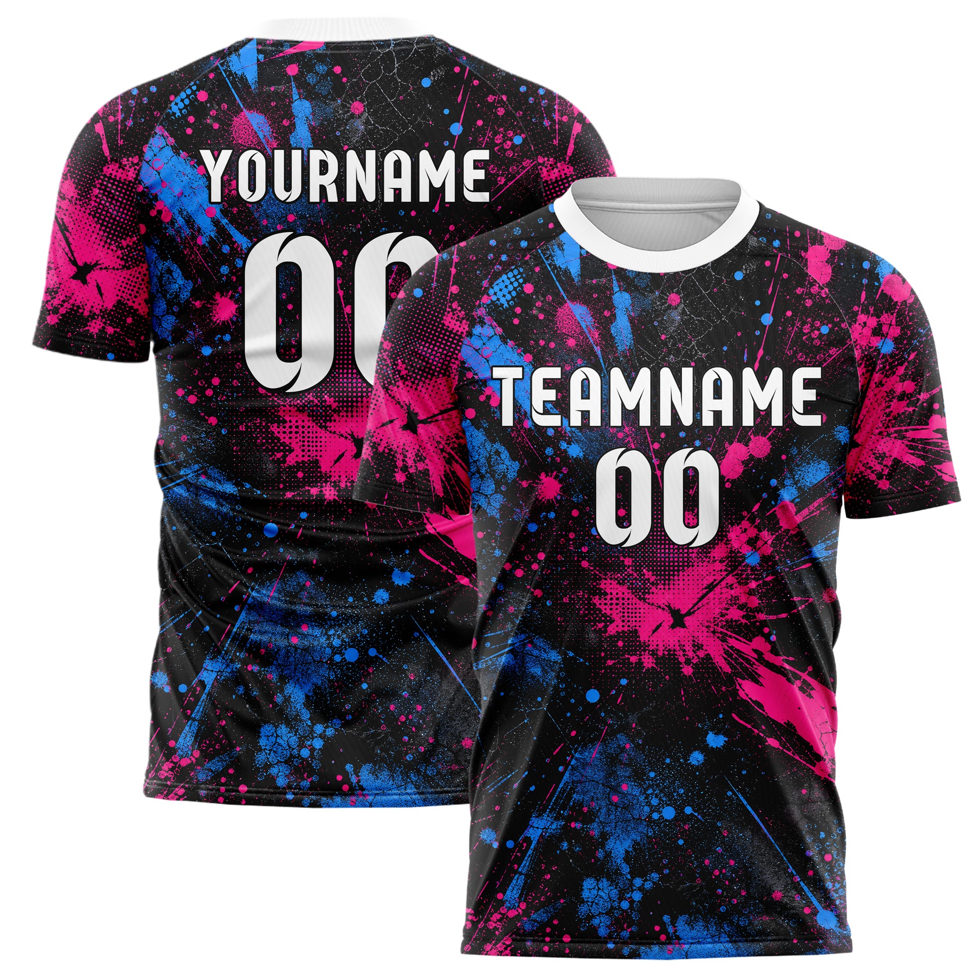 Schwarz lebendiges Graffiti Spray Splatter Design 03-0008 individuelles Fußballtrikot main