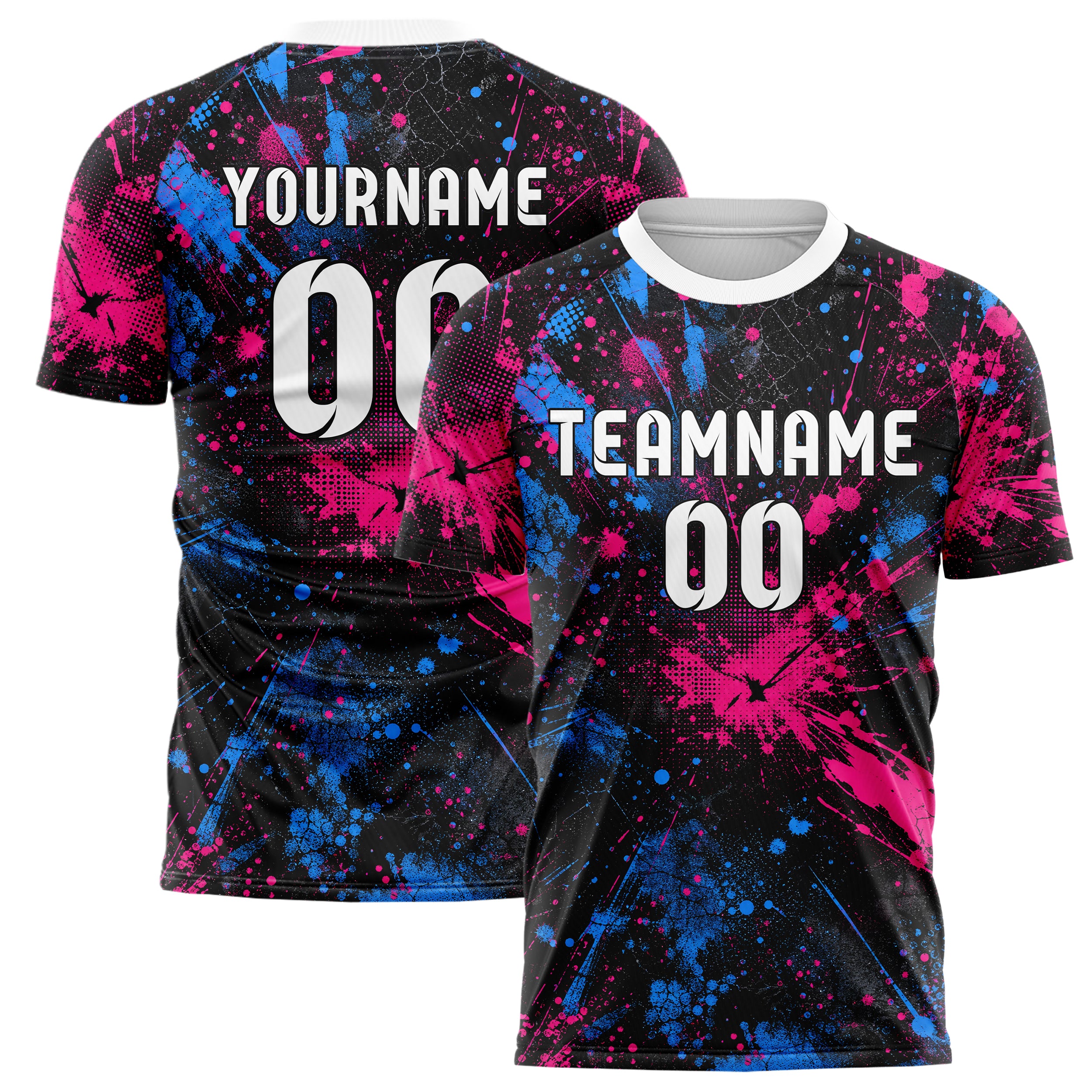 Schwarz lebendiges Graffiti Spray Splatter Design 03-0008 individuelles Fußballtrikot main