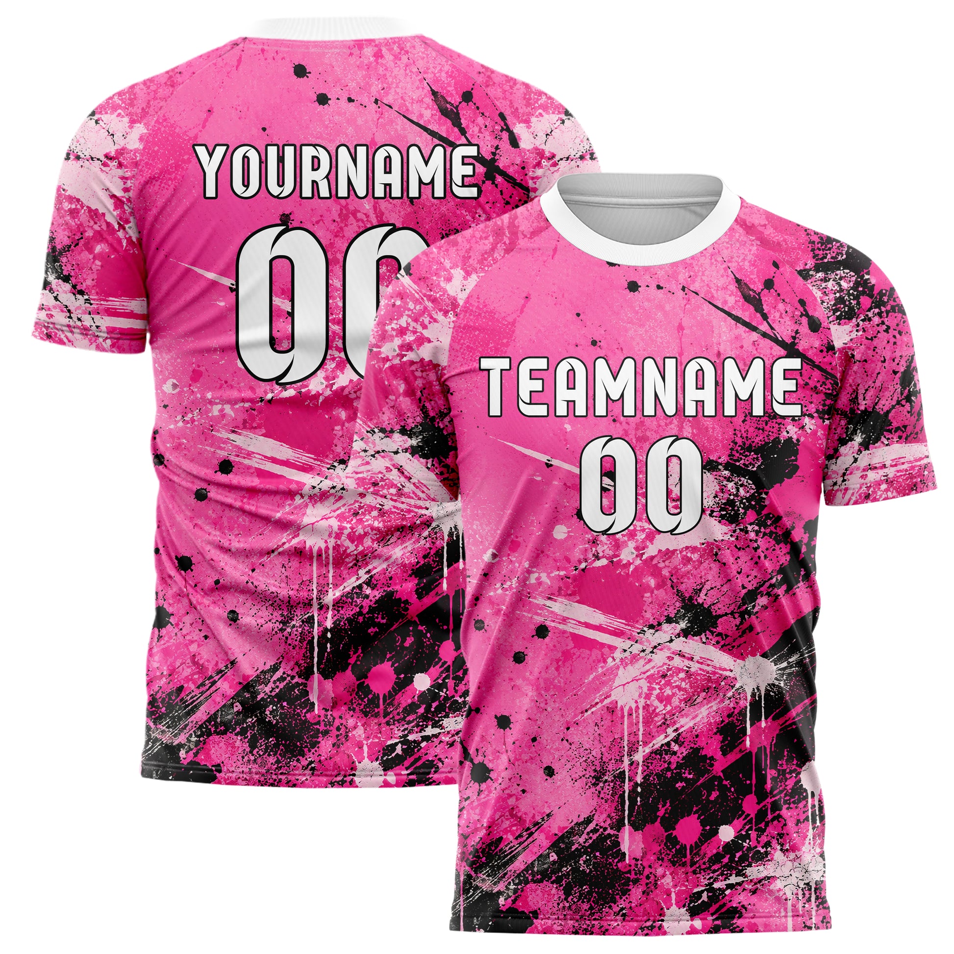 Hot Pink lebendiges Graffiti Center Burst Splatter Design 03-0151 individuelles Fußballtrikot main