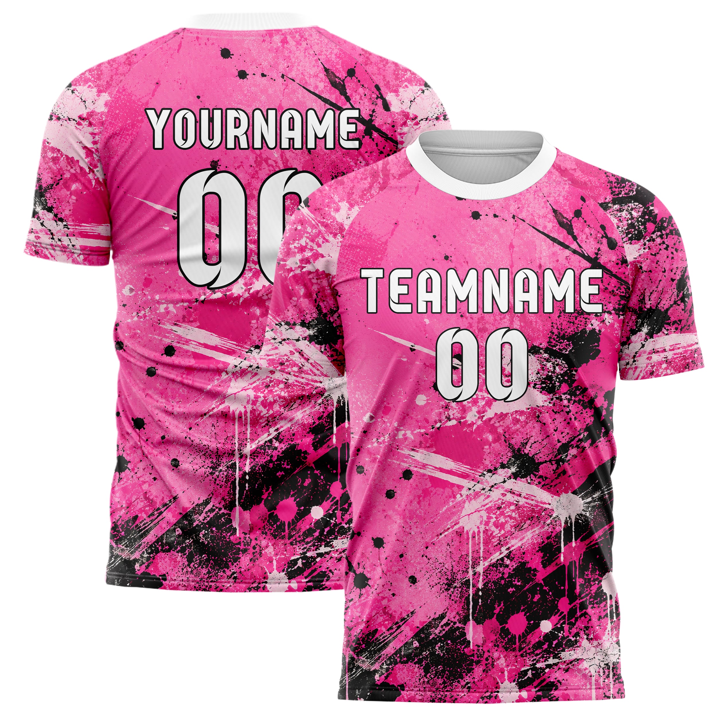 Hot Pink lebendiges Graffiti Center Burst Splatter Design 03-0151 individuelles Fußballtrikot main