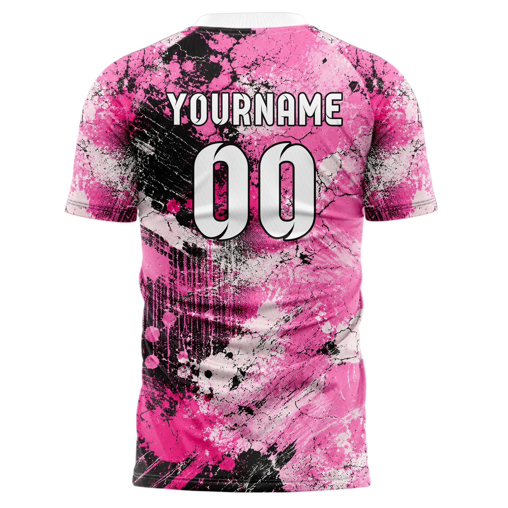 Hot Pink lebendiges Graffiti Cracked Texture Design 03-0370 individuelles Fußballtrikot back