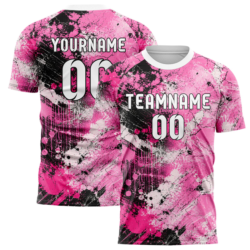 Hot Pink lebendiges Graffiti Cracked Texture Design 03-0370 individuelles Fußballtrikot main