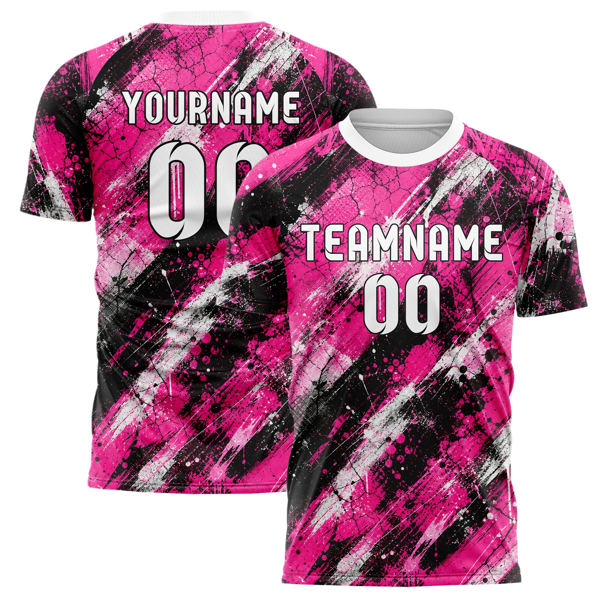 Hot Pink lebendiges Graffiti diagonal Paint Flow Design 03-0019 individuelles Fußballtrikot main