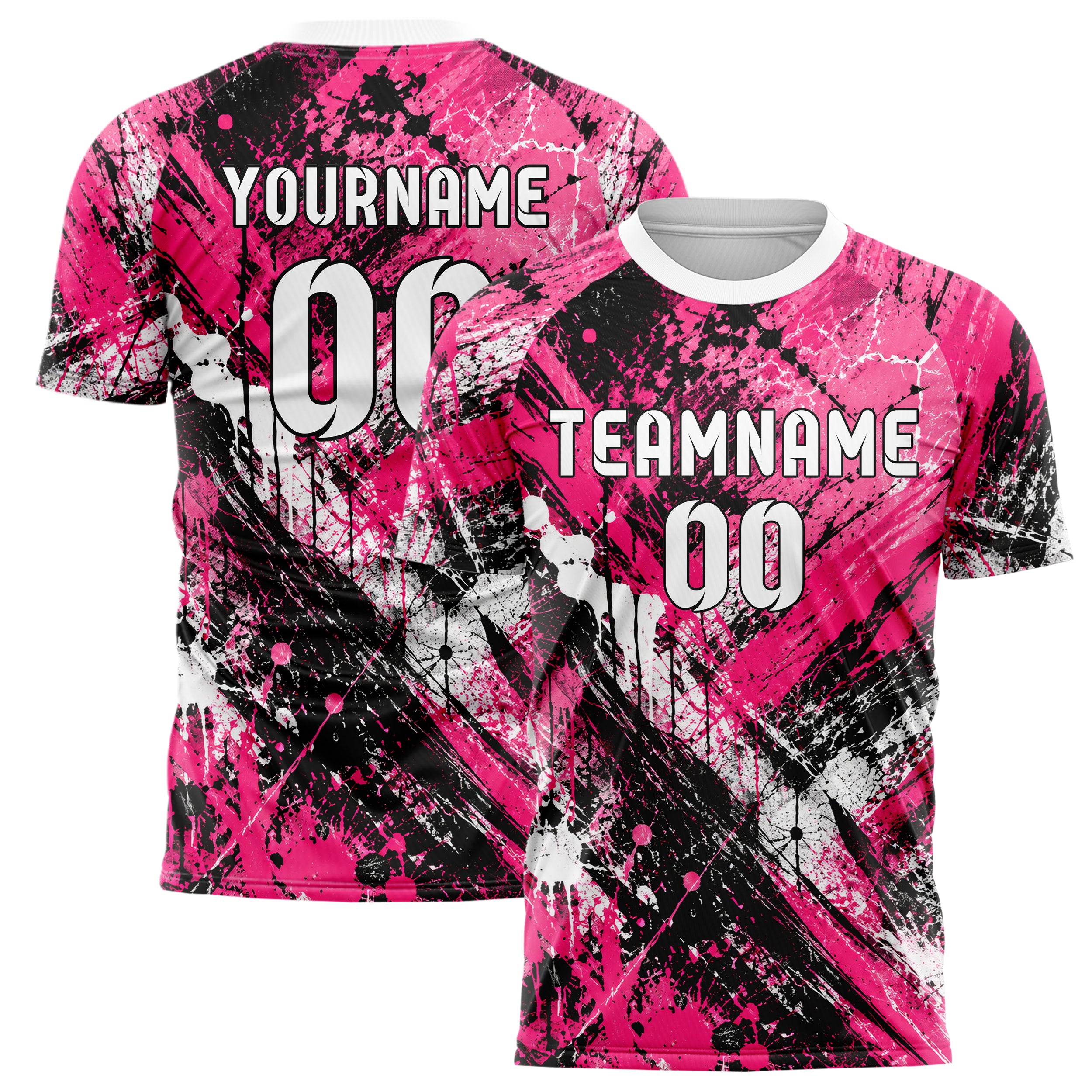 Hot Pink lebendiges Graffiti diagonal Paint Flow Design 03-0331 individuelles Fußballtrikot main