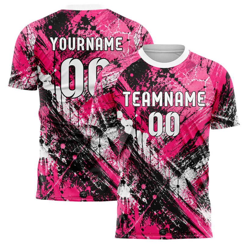 Hot Pink lebendiges Graffiti diagonal Paint Flow Design 03-0331 individuelles Fußballtrikot main
