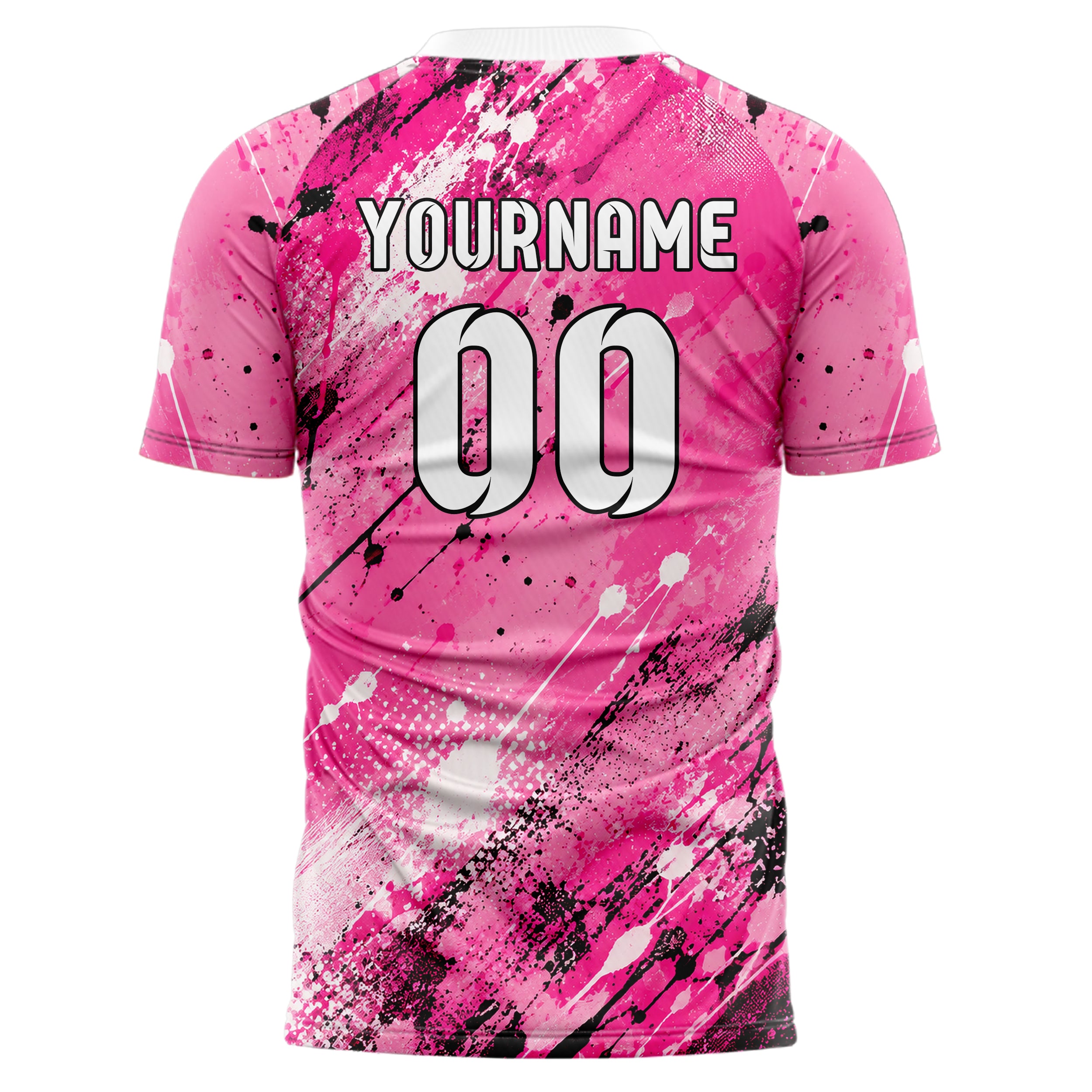 Hot Pink lebendiges Graffiti Drip Paint Design 03-0148 individuelles Fußballtrikot back