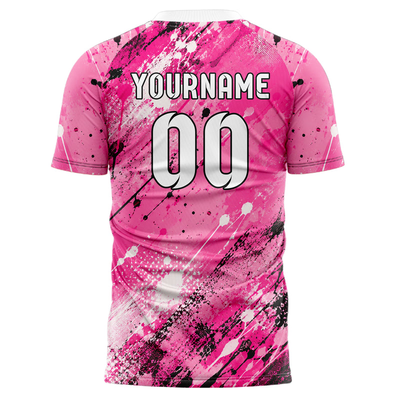 Hot Pink lebendiges Graffiti Drip Paint Design 03-0148 individuelles Fußballtrikot back