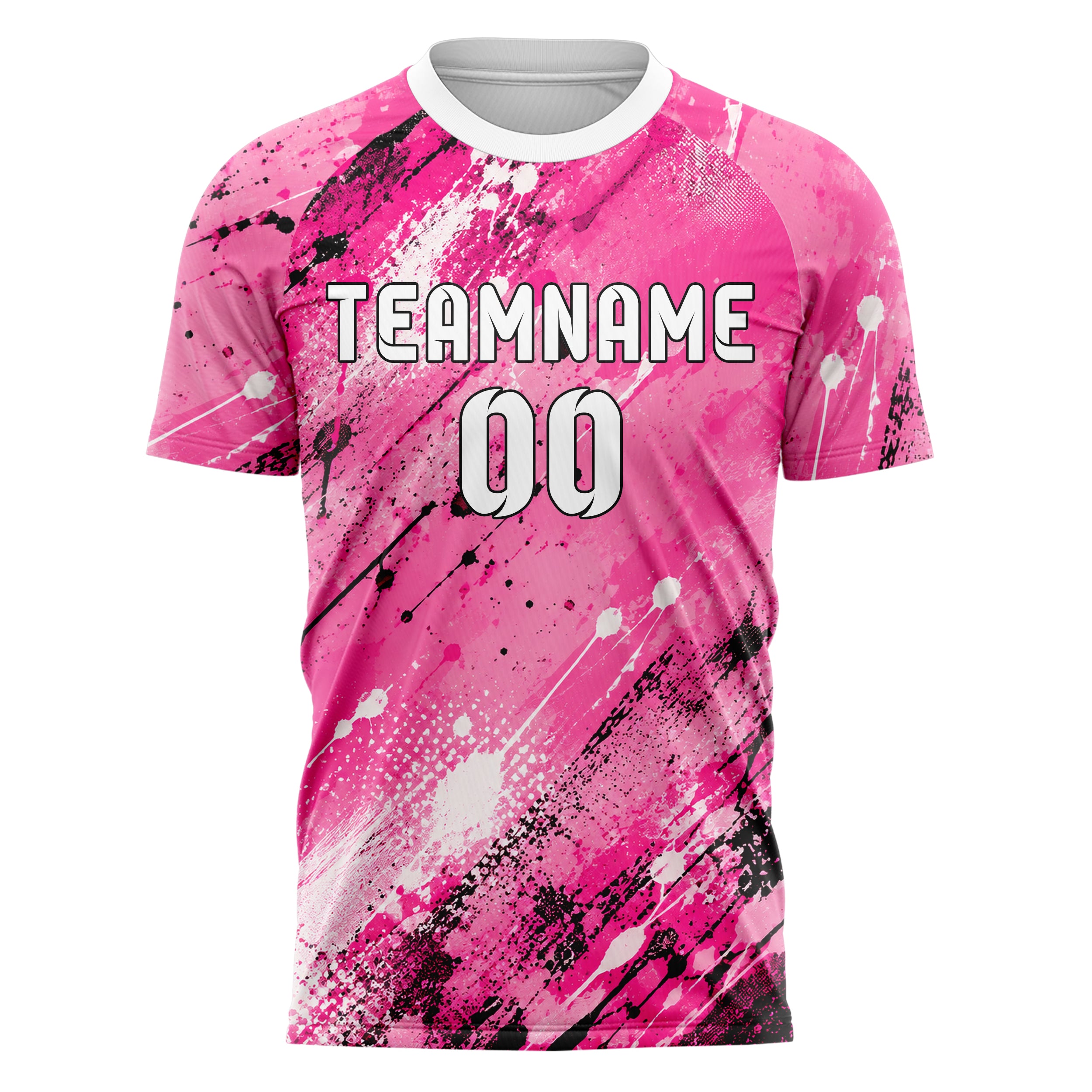 Hot Pink lebendiges Graffiti Drip Paint Design 03-0148 individuelles Fußballtrikot front