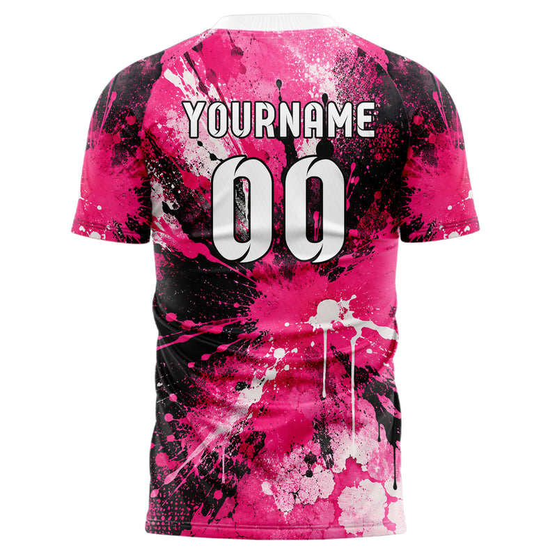 Hot Pink lebendiges Graffiti Drip Paint Design 03-0172 individuelles Fußballtrikot back