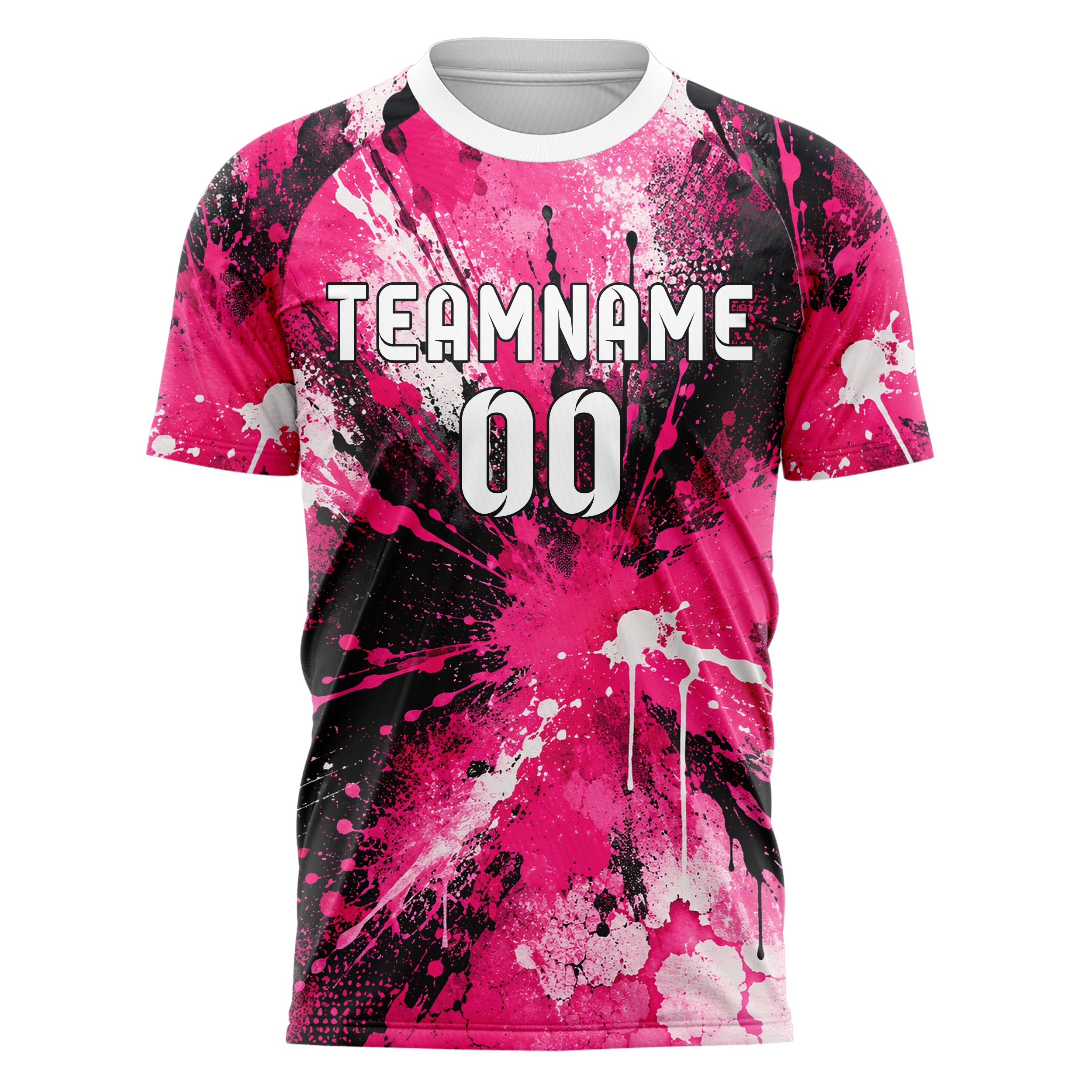 Hot Pink lebendiges Graffiti Drip Paint Design 03-0172 individuelles Fußballtrikot front
