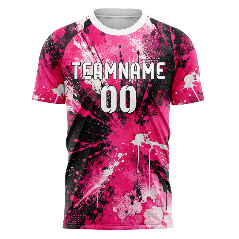 Hot Pink lebendiges Graffiti Drip Paint Design 03-0172 individuelles Fußballtrikot front