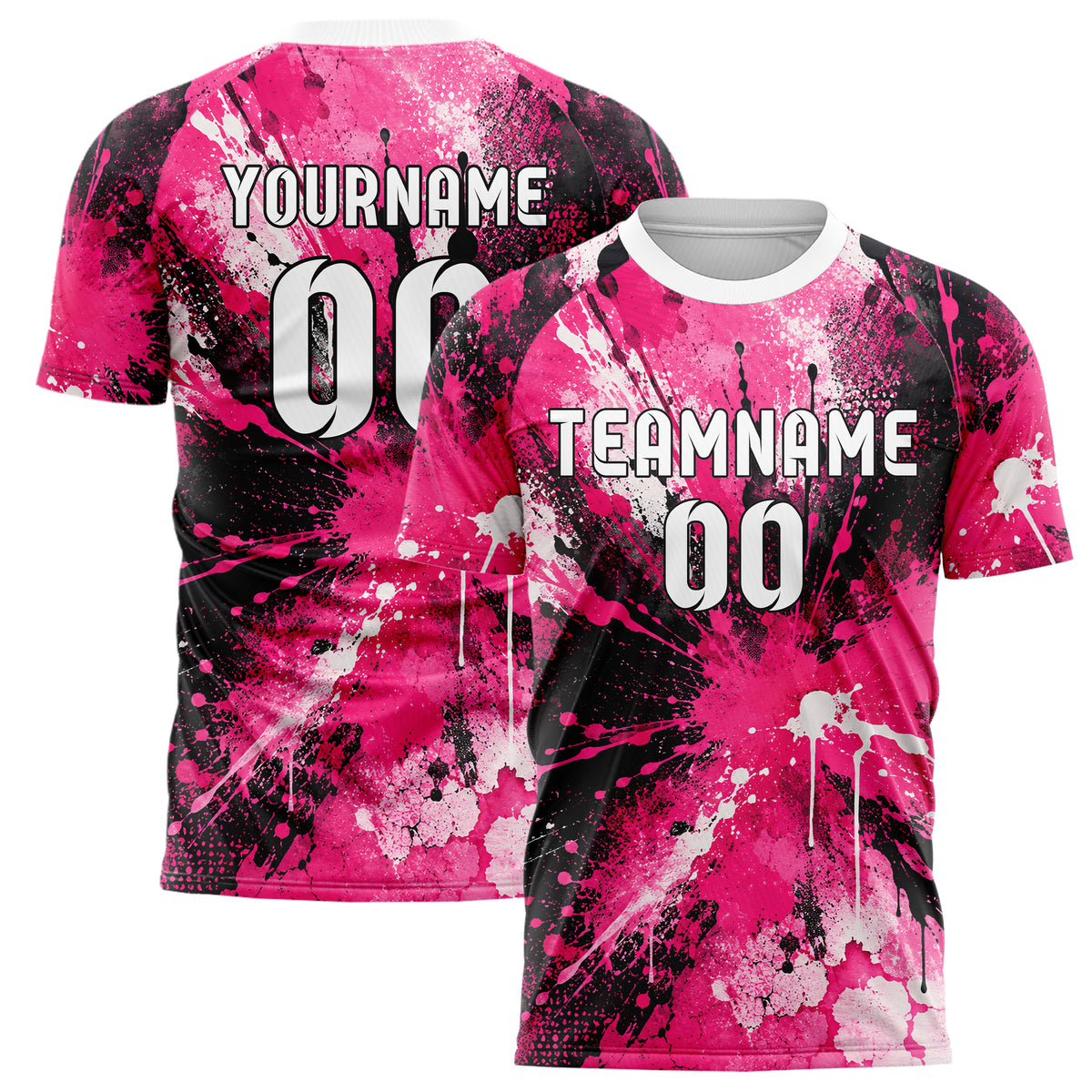 Hot Pink lebendiges Graffiti Drip Paint Design 03-0172 individuelles Fußballtrikot main