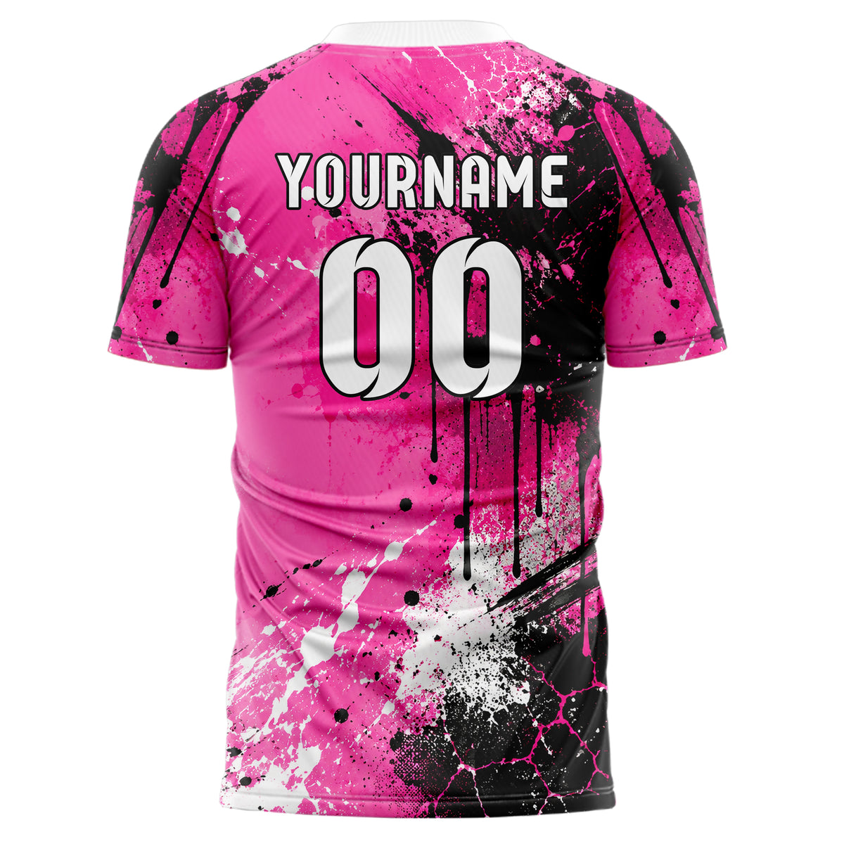 Hot Pink lebendiges Graffiti Drip Paint Design 03-0196 individuelles Fußballtrikot back