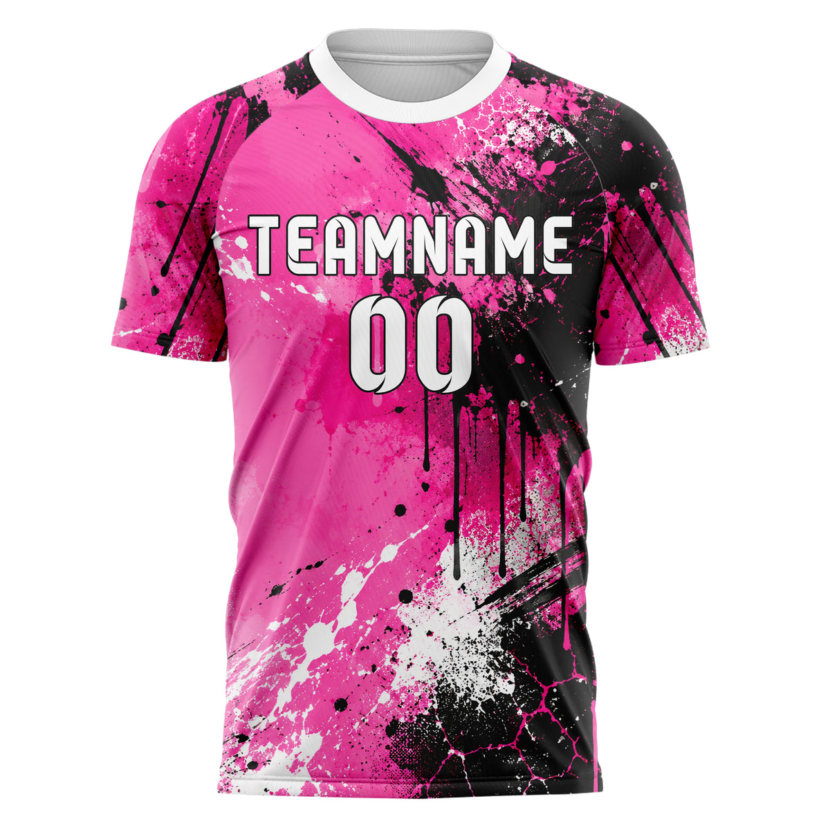 Hot Pink lebendiges Graffiti Drip Paint Design 03-0196 individuelles Fußballtrikot front