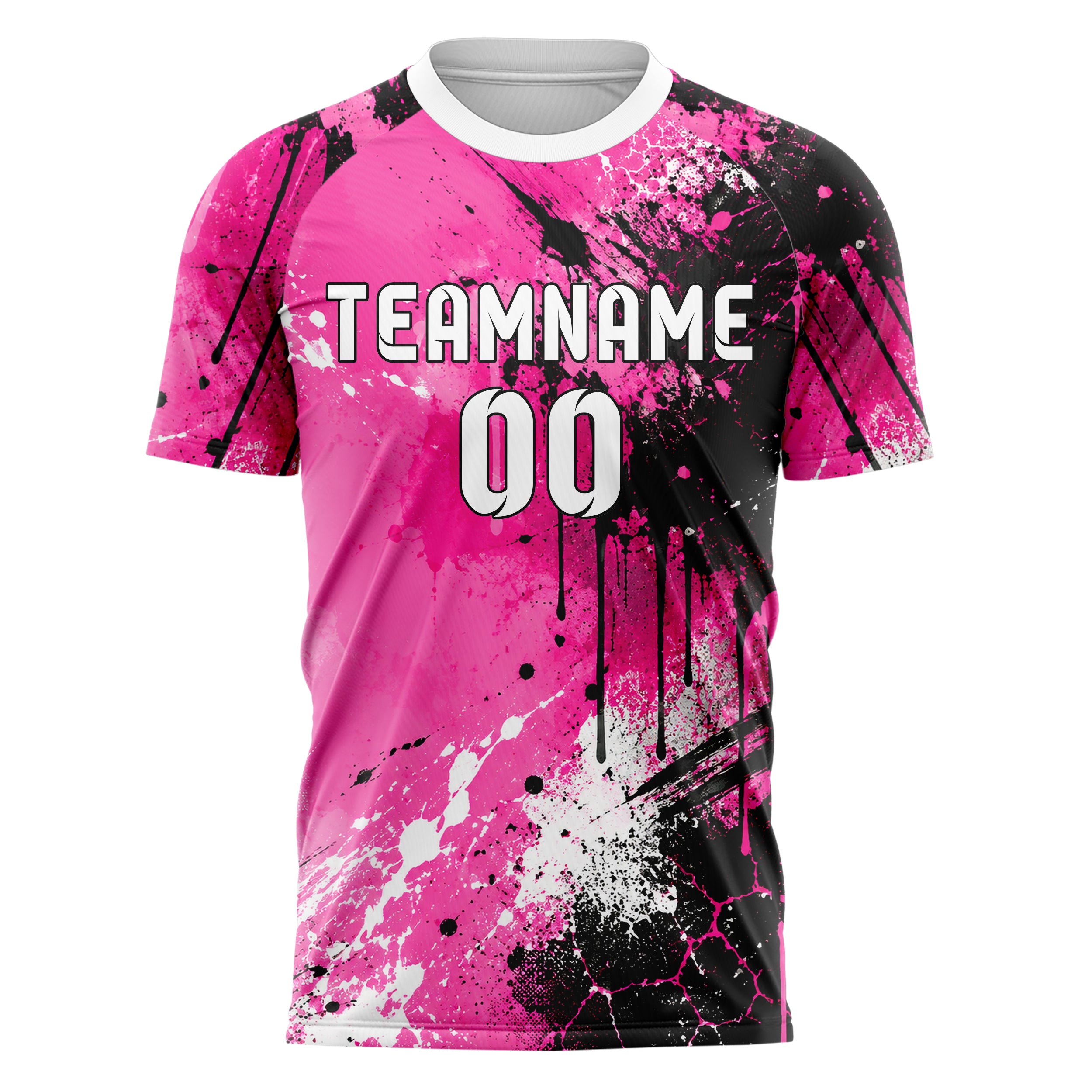 Hot Pink lebendiges Graffiti Drip Paint Design 03-0196 individuelles Fußballtrikot front