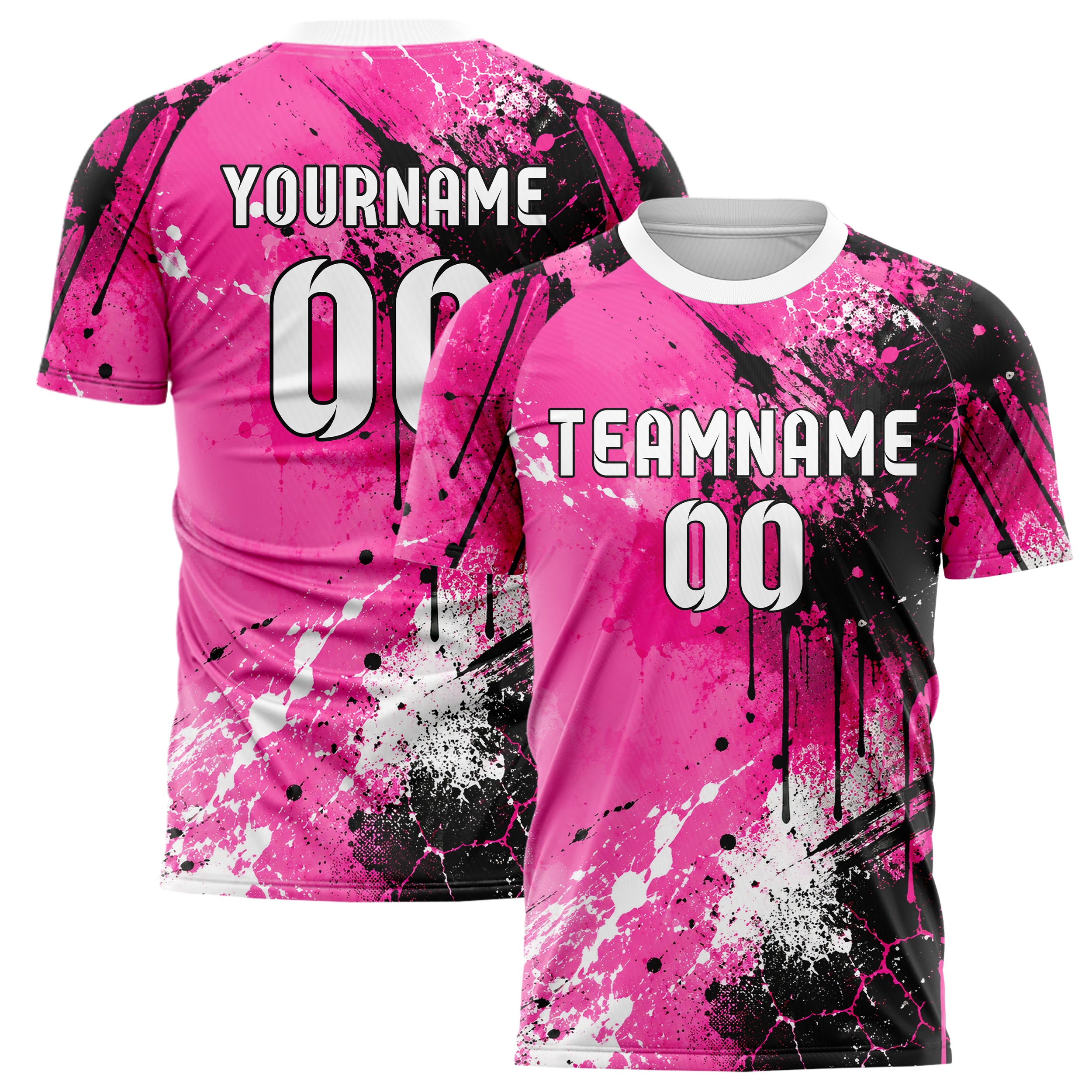 Hot Pink lebendiges Graffiti Drip Paint Design 03-0196 individuelles Fußballtrikot main