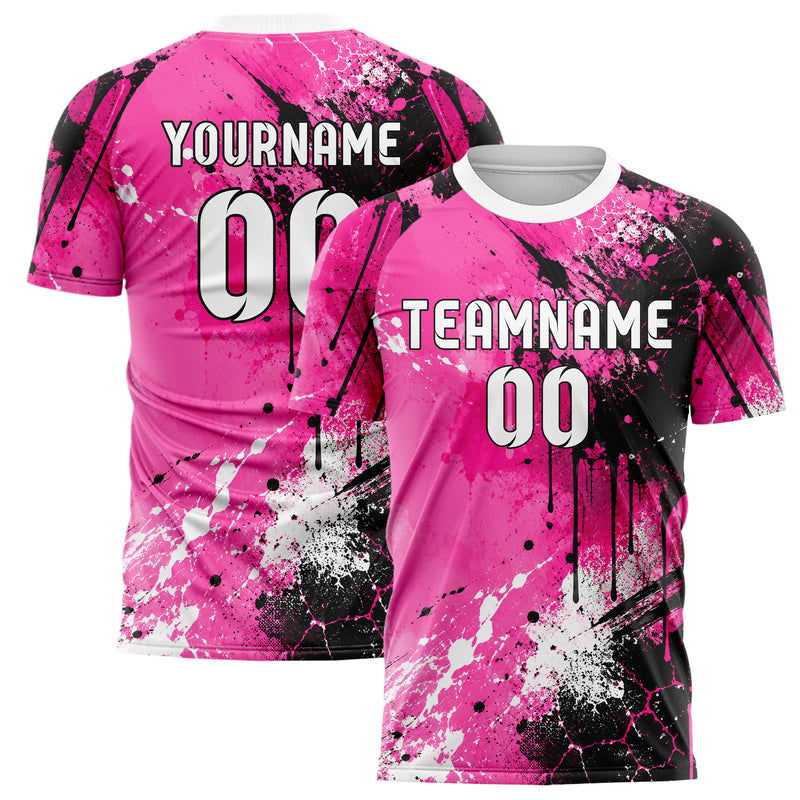 Hot Pink lebendiges Graffiti Drip Paint Design 03-0196 individuelles Fußballtrikot main