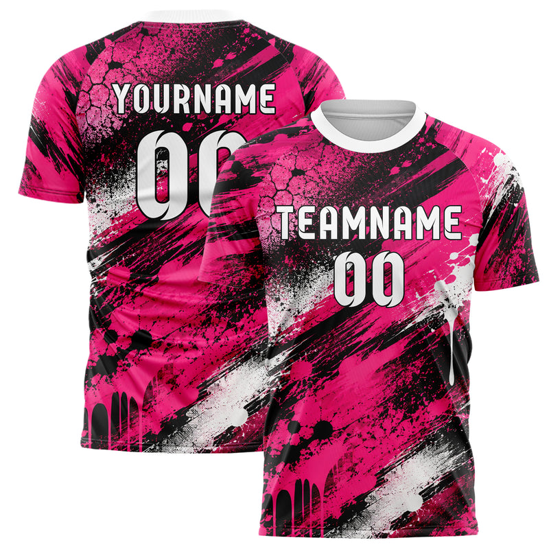 Hot Pink lebendiges Graffiti Grunge Smear Design 03-0385 individuelles Fußballtrikot main