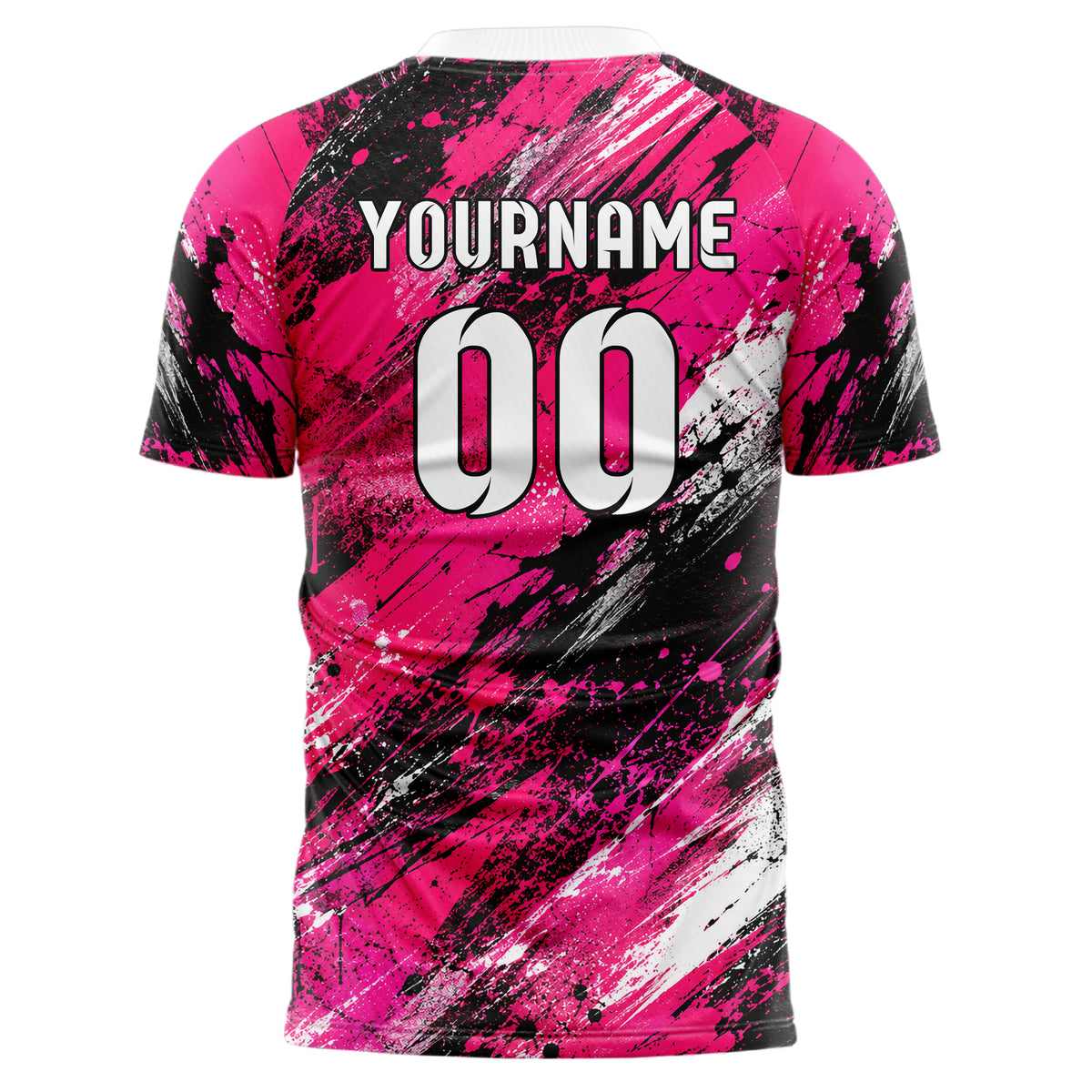 Hot Pink lebendiges Graffiti Scratch Marks Design 03-0070 individuelles Fußballtrikot back