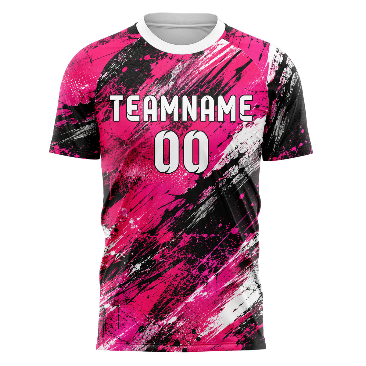 Hot Pink lebendiges Graffiti Scratch Marks Design 03-0070 individuelles Fußballtrikot front