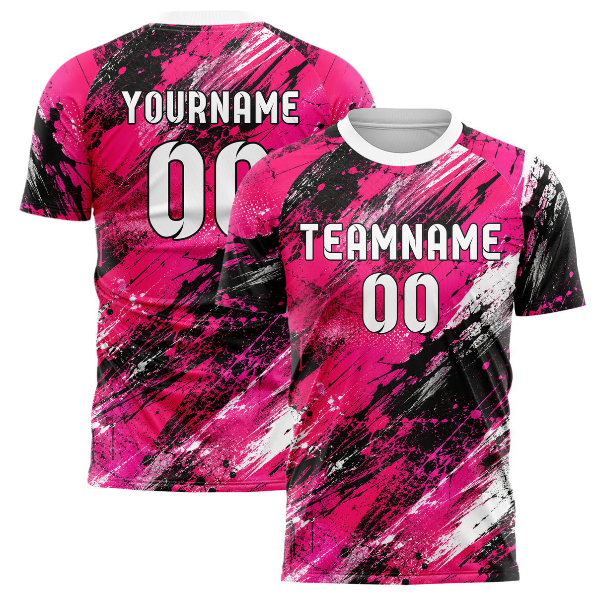 Hot Pink lebendiges Graffiti Scratch Marks Design 03-0070 individuelles Fußballtrikot main