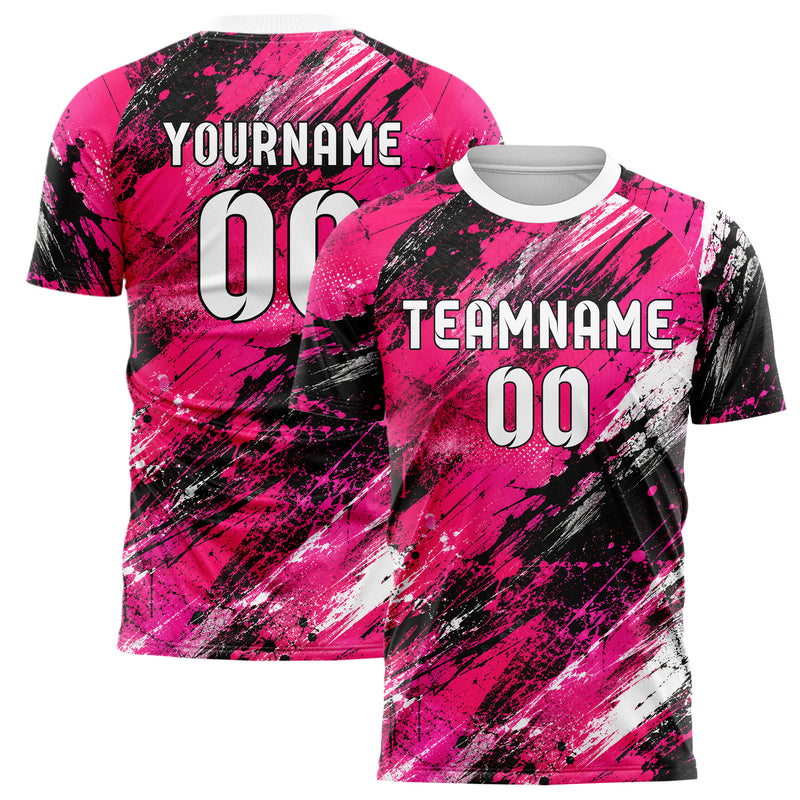 Hot Pink lebendiges Graffiti Scratch Marks Design 03-0070 individuelles Fußballtrikot main